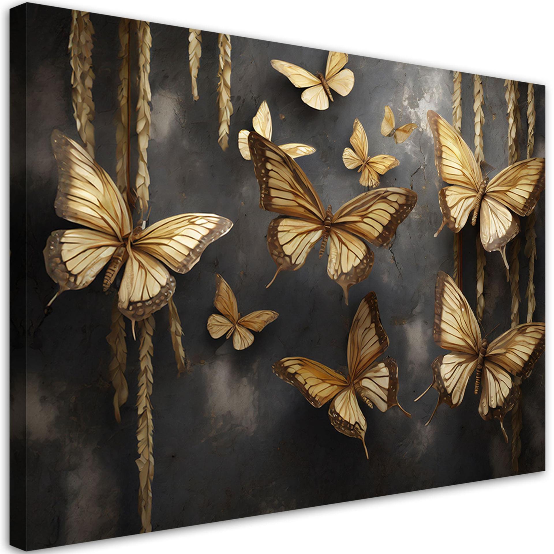 Leinwandbild Goldene Schmetterlinge