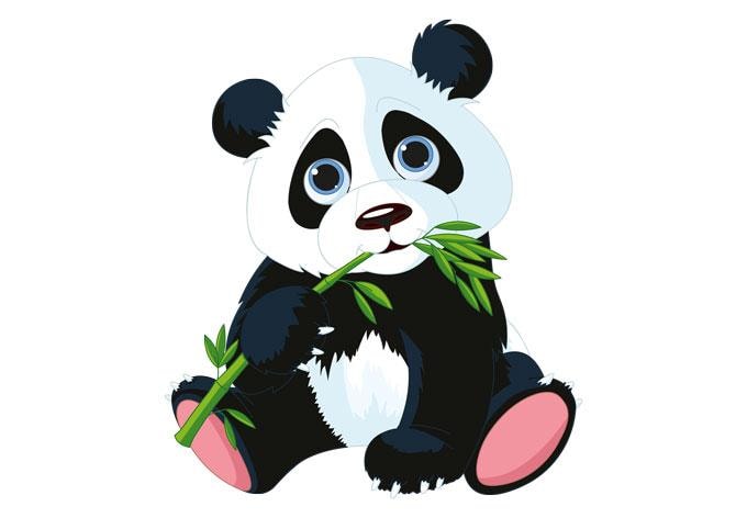 Decoración de ventana con un panda comilón
