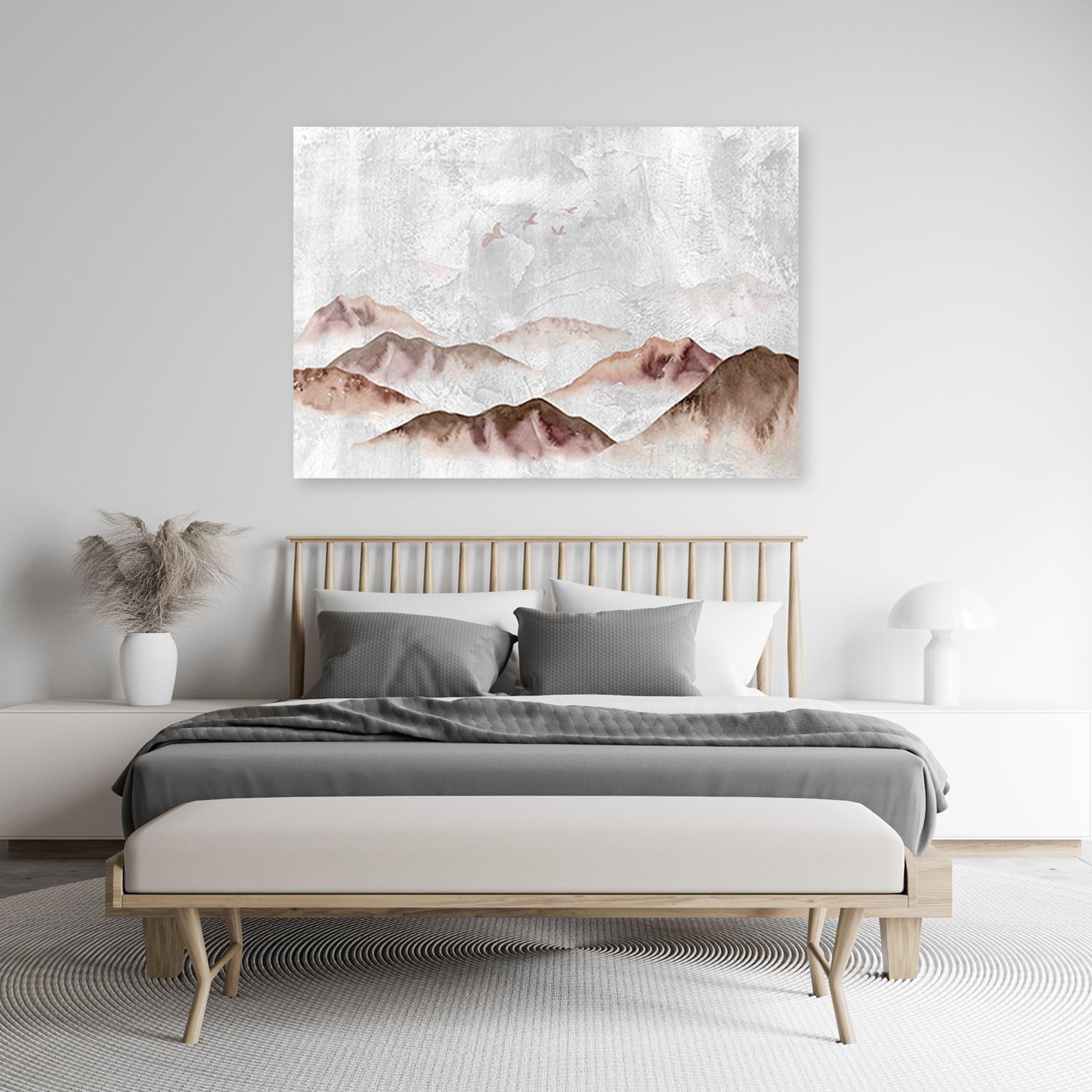 Canvasbillede, Boho-fugle over bjerge