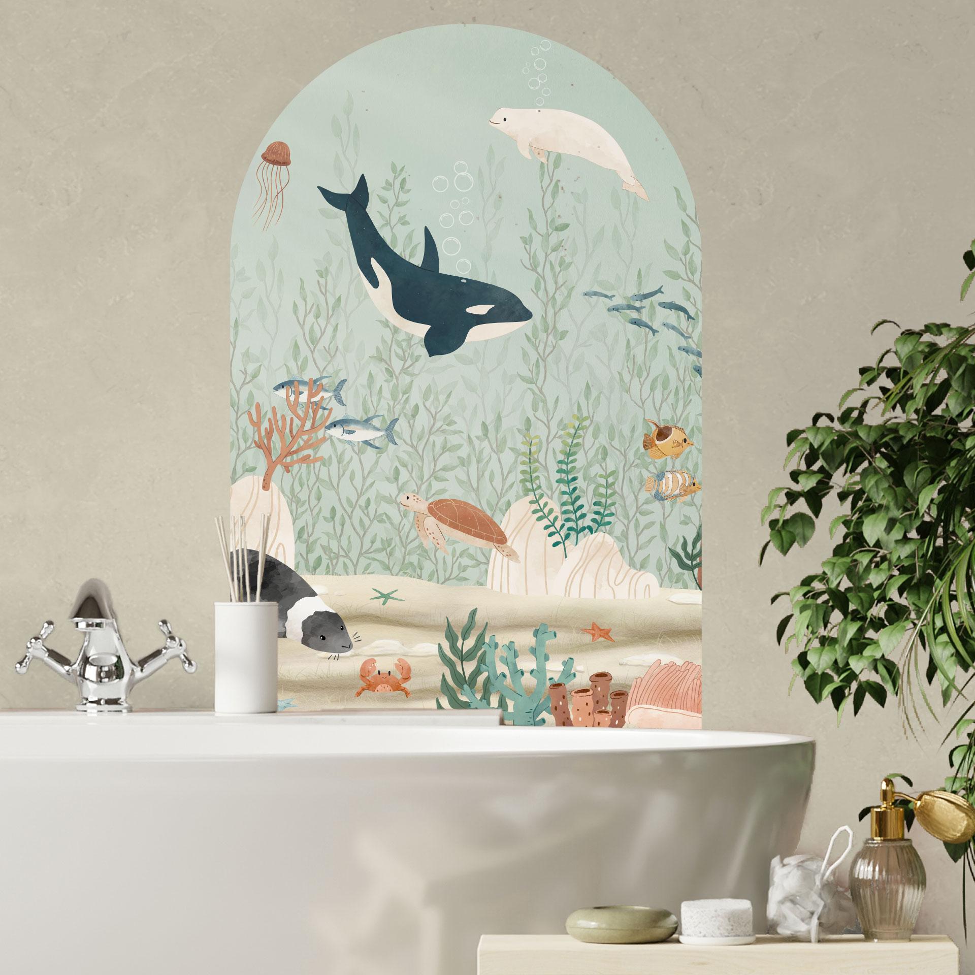 Wallsticker rundbuevægpanel havdyr dybt i havet - Oliver Robins - bred