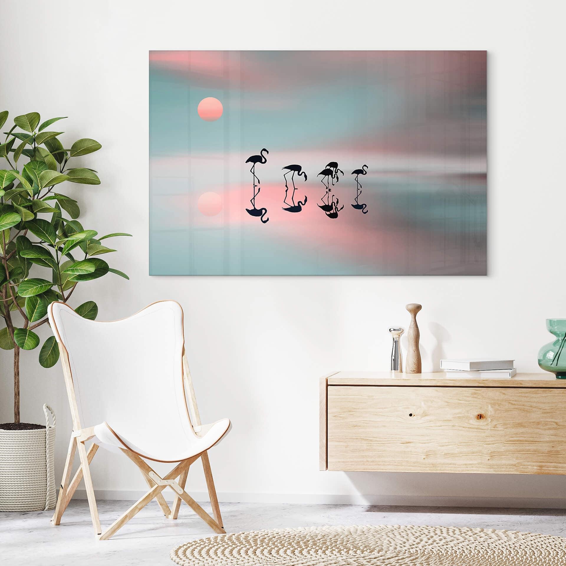 Akrylbillede Natalia - Flamingo familie