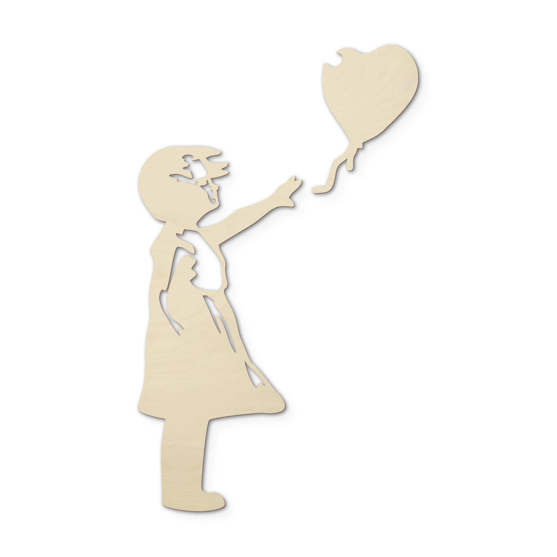 Wanddecoratie Populierenhout Banksy - Girl with the Balloon