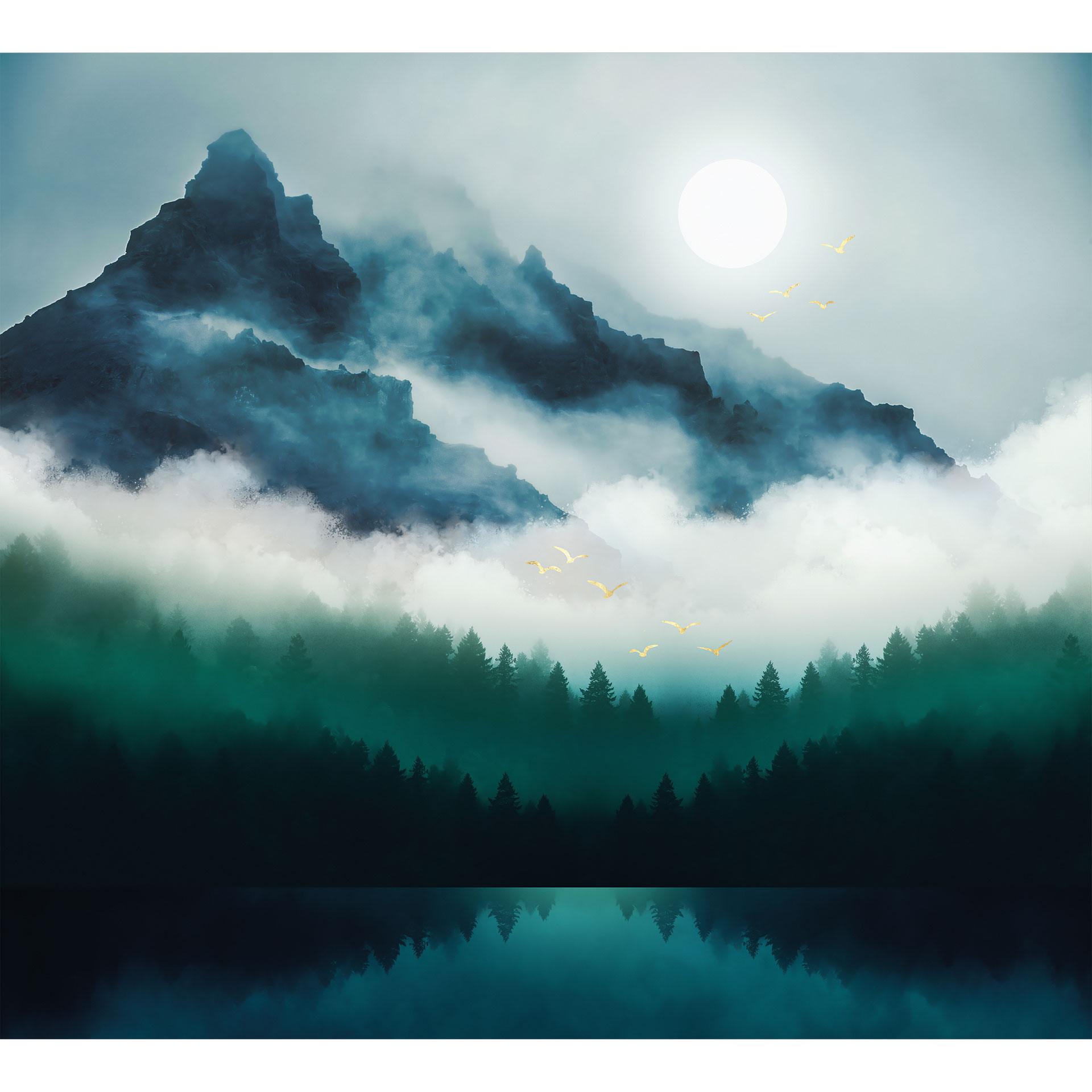 Papel pintado Paisaje nocturno con niebla - SpaceFrog Designs