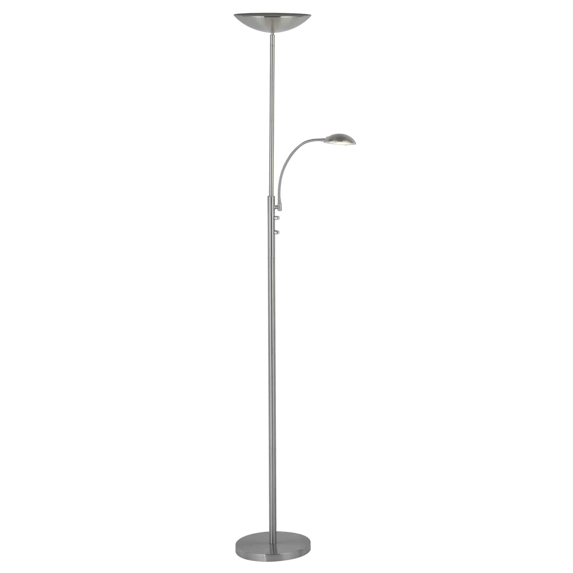 Deckenfluter mit Leselampe Michelle, metallic, 180 x 25,5 cm, dimmbar
