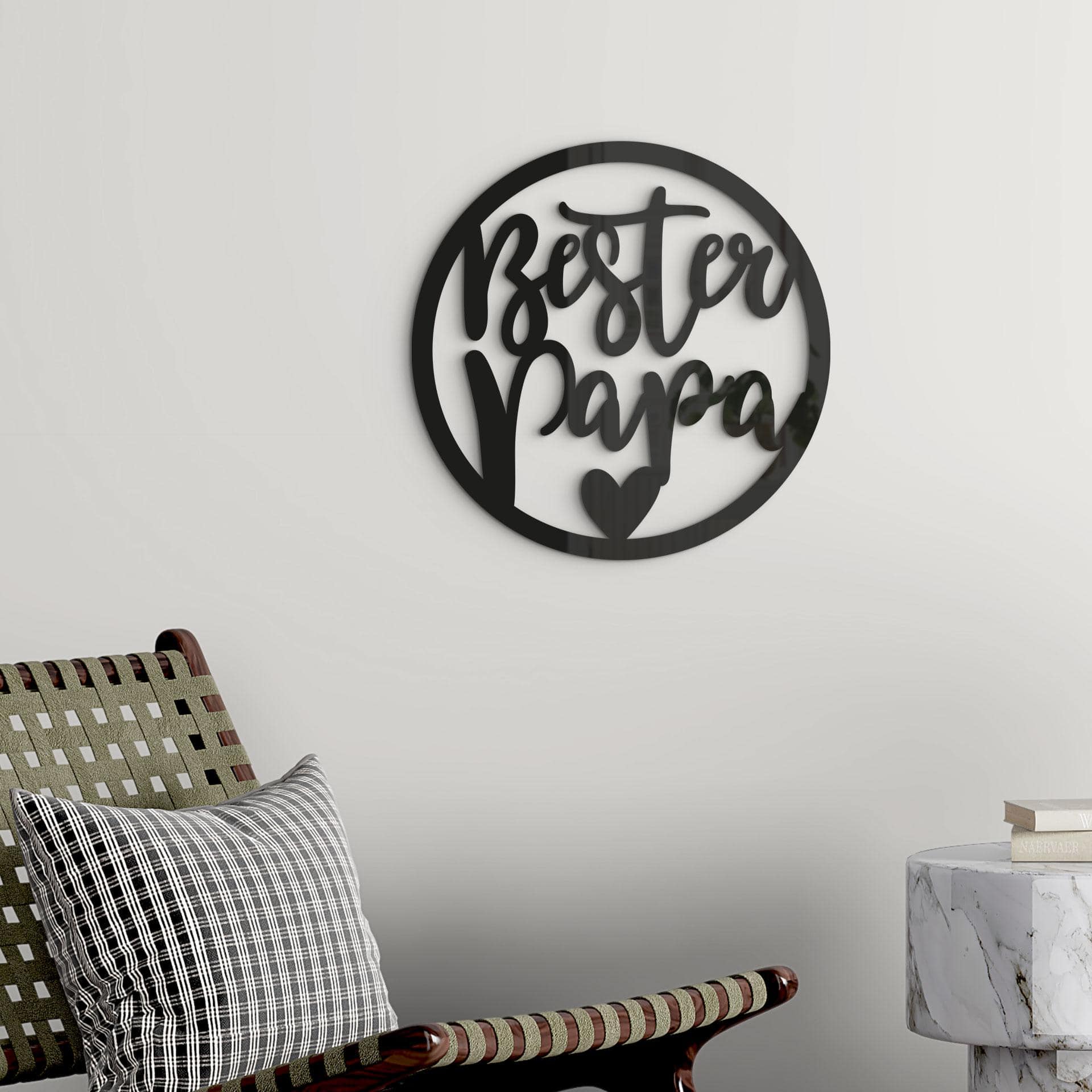 Wanddeko Schriftzug - Bester Papa - Acryldeko - Rund
