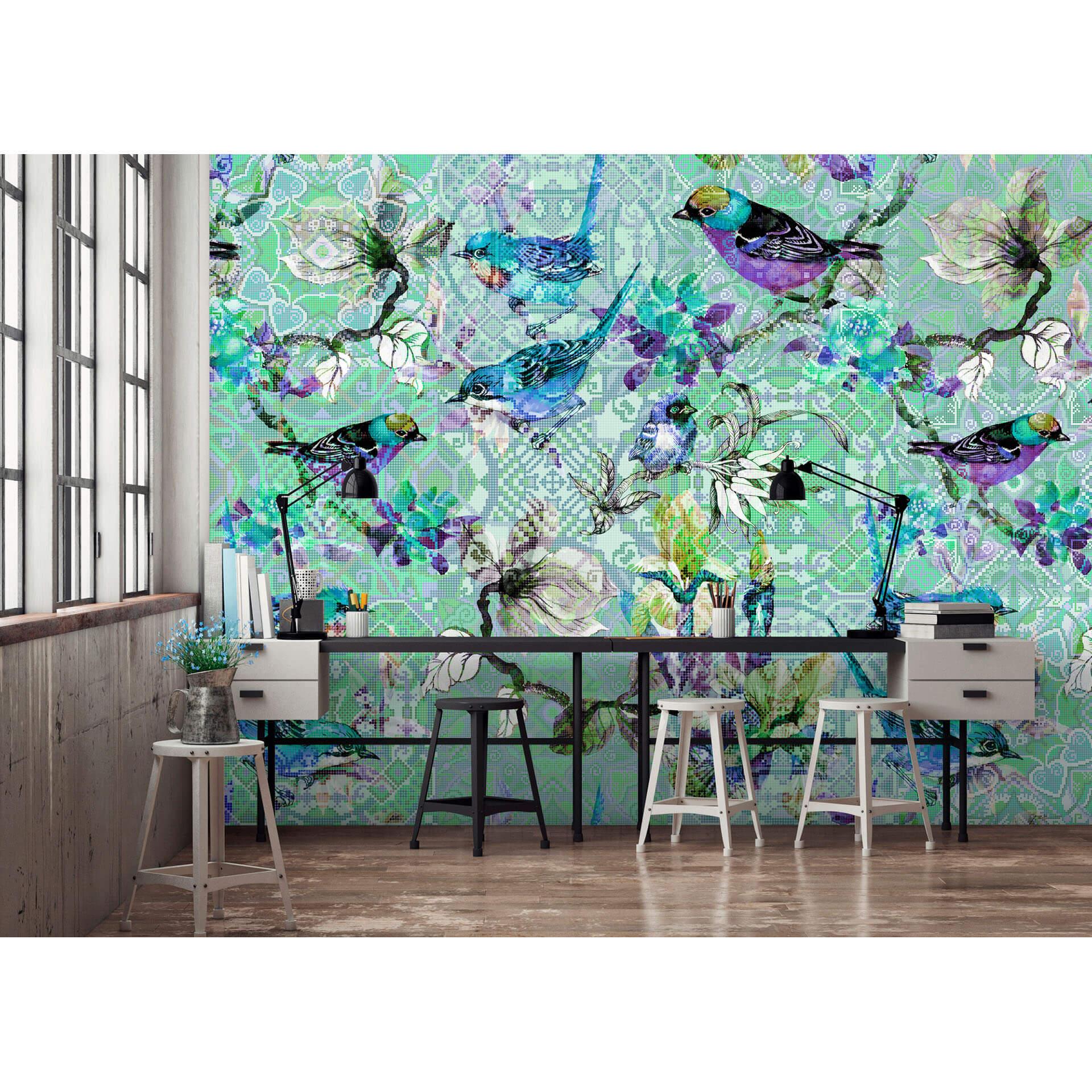 Livingwalls Fototapet Walls by Patel Mosaic Birds 3