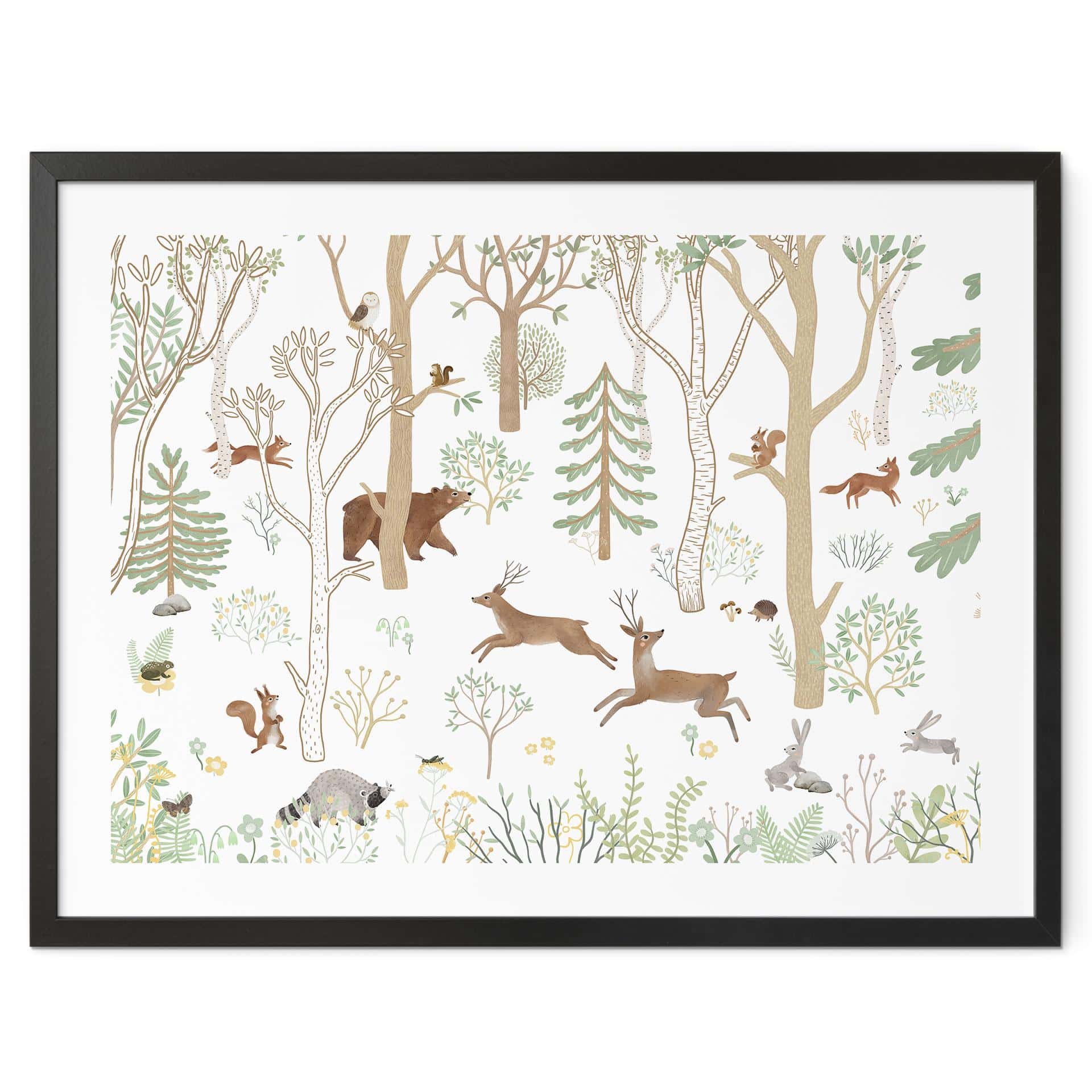 Poster Vrolijk Bosleven met Dieren - Oliver Robins