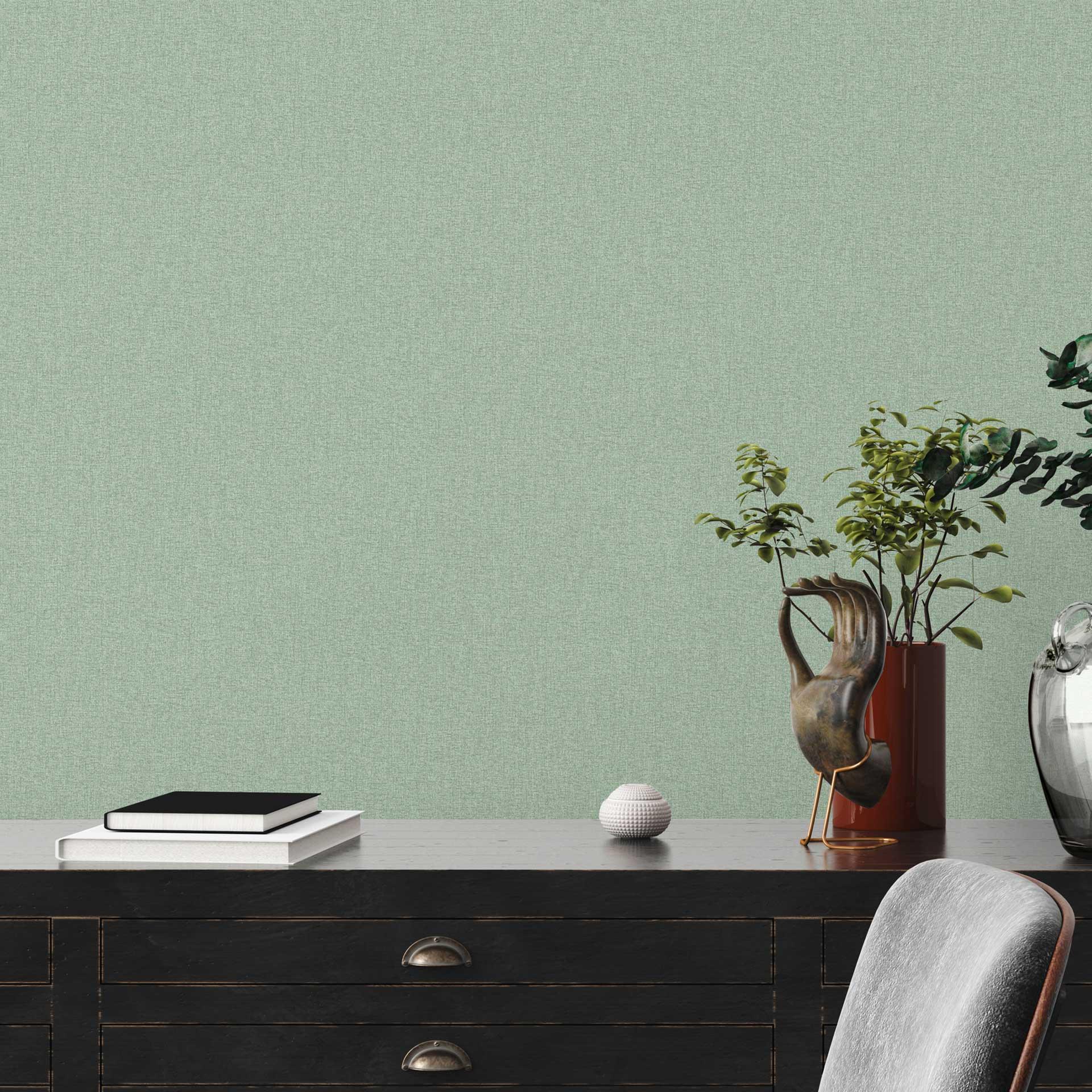 Beige grøn struktureret peel and stick tapet - ensfarvet non-woven tapet