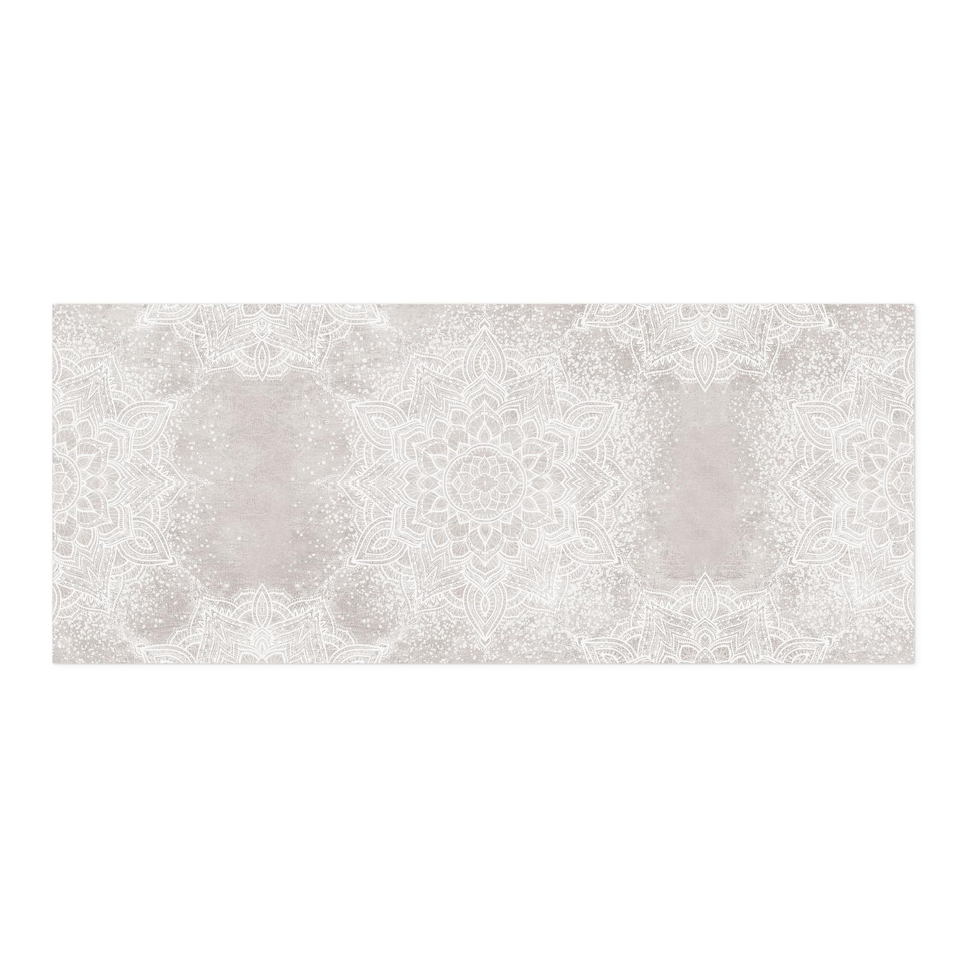 Salpicadero de cocina autoadhesivo Mandala suave sobre gris-beige - Bloomery Decor
