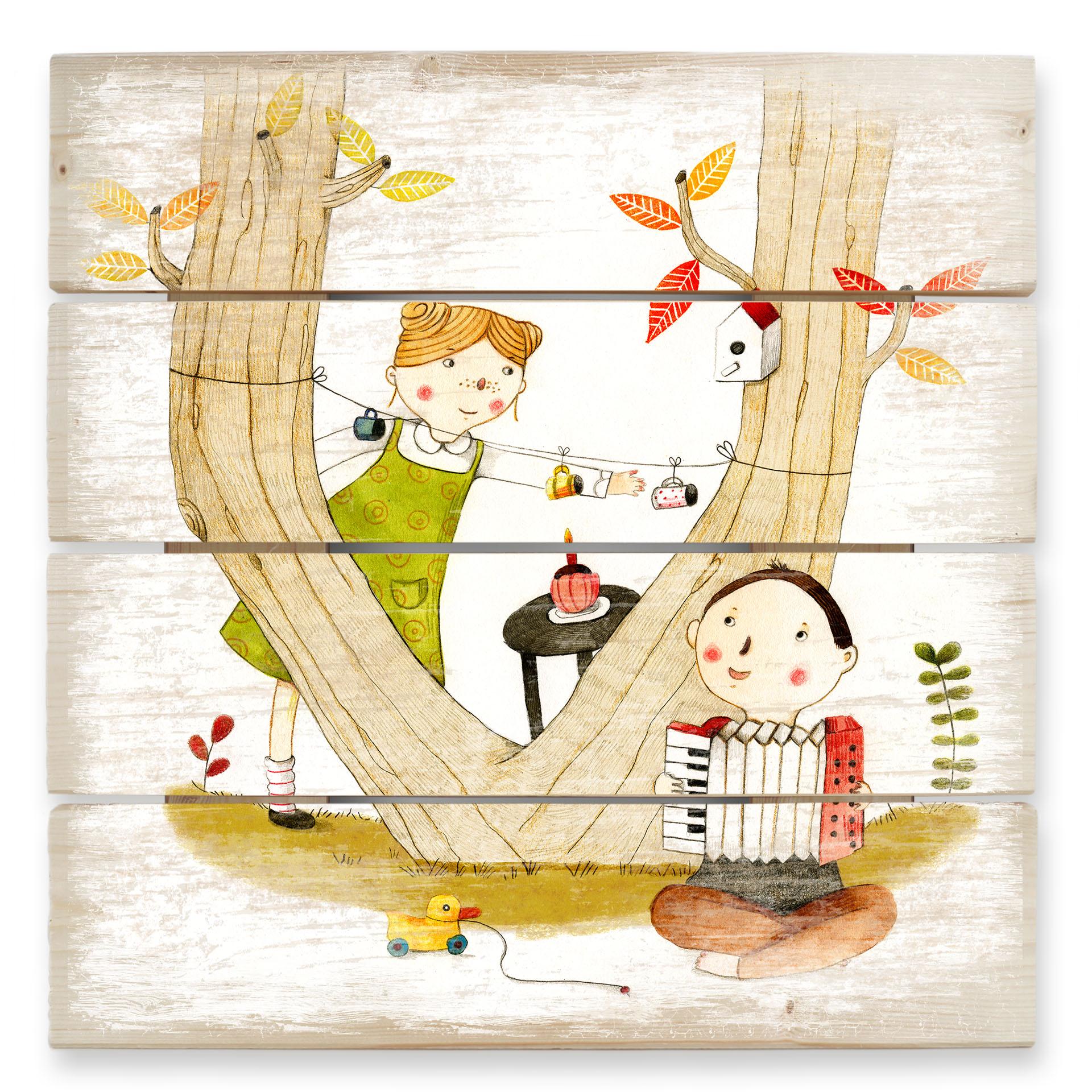Cuadro de madera Loske - Picnic - 40x41,5 cm