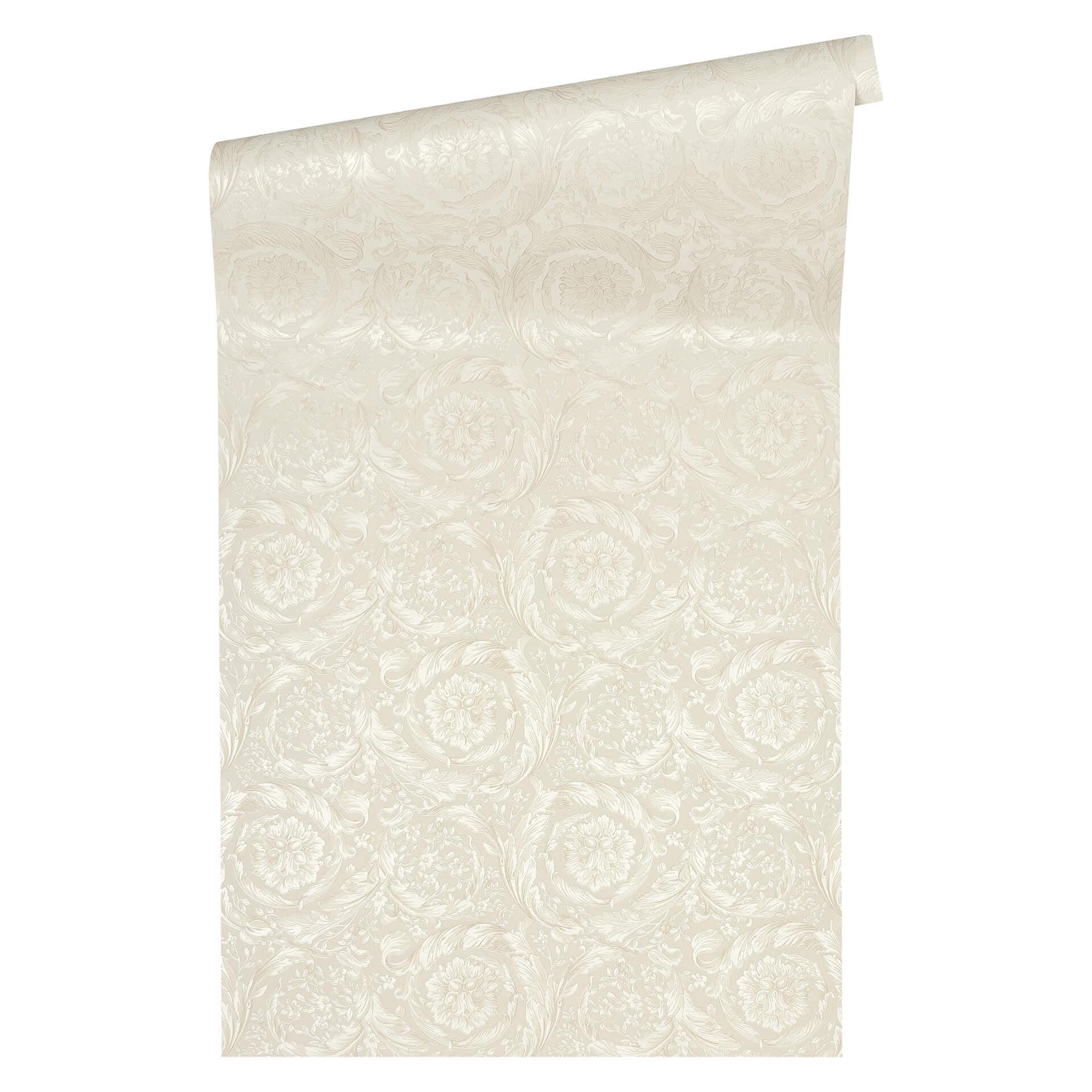 Versace Tapet Barocco Blomster Cream, Metallisk