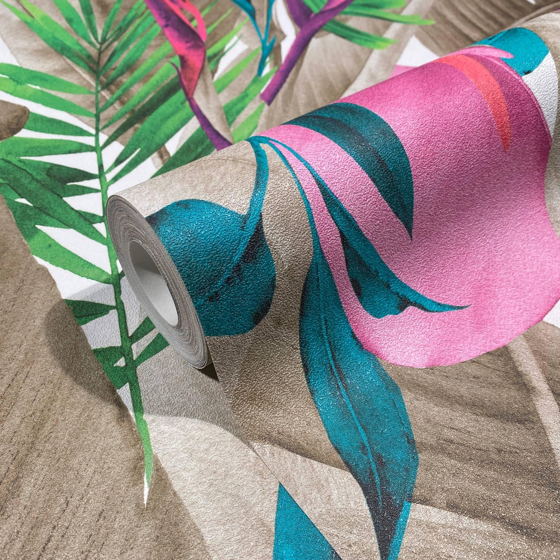 Blomstertapet fleece Spirit of Jungle grøn, brun