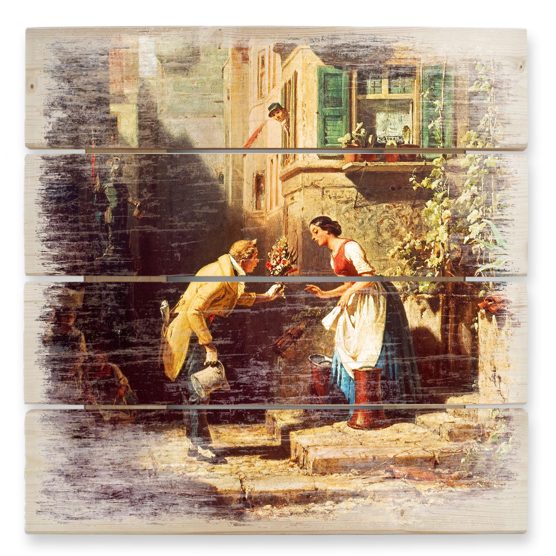 Trätavla Spitzweg - Den evige brudgummen - 40x41,5 cm