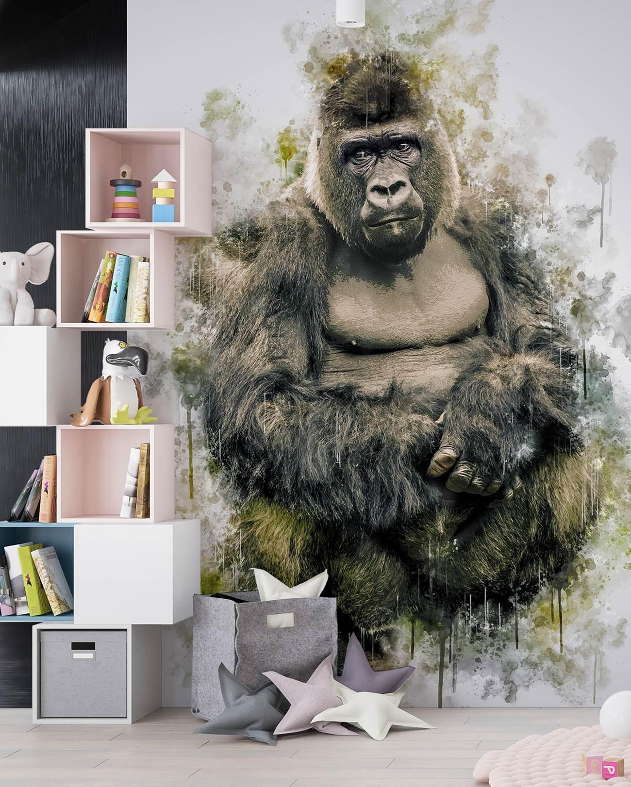 Fototapete, Für Junge Gorilla wie handgemalt
