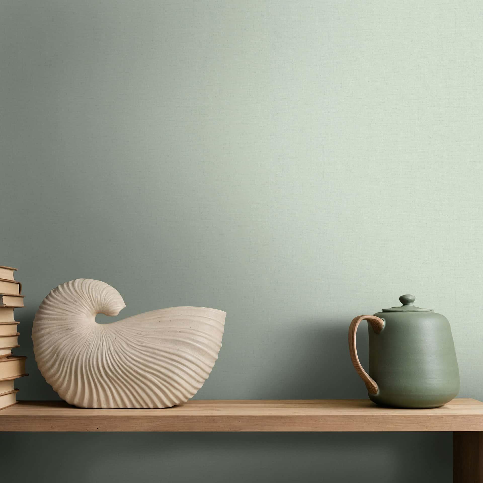 Vliesbehang structuur effen modern mat in groen