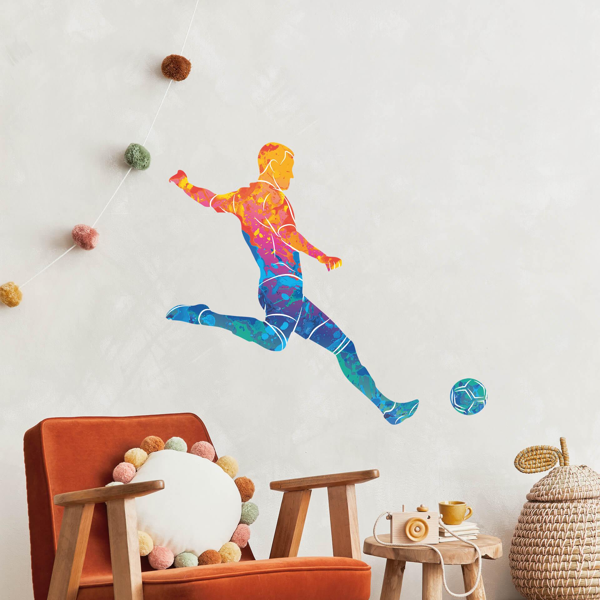 Wallsticker Fodboldspiller med farvegradient