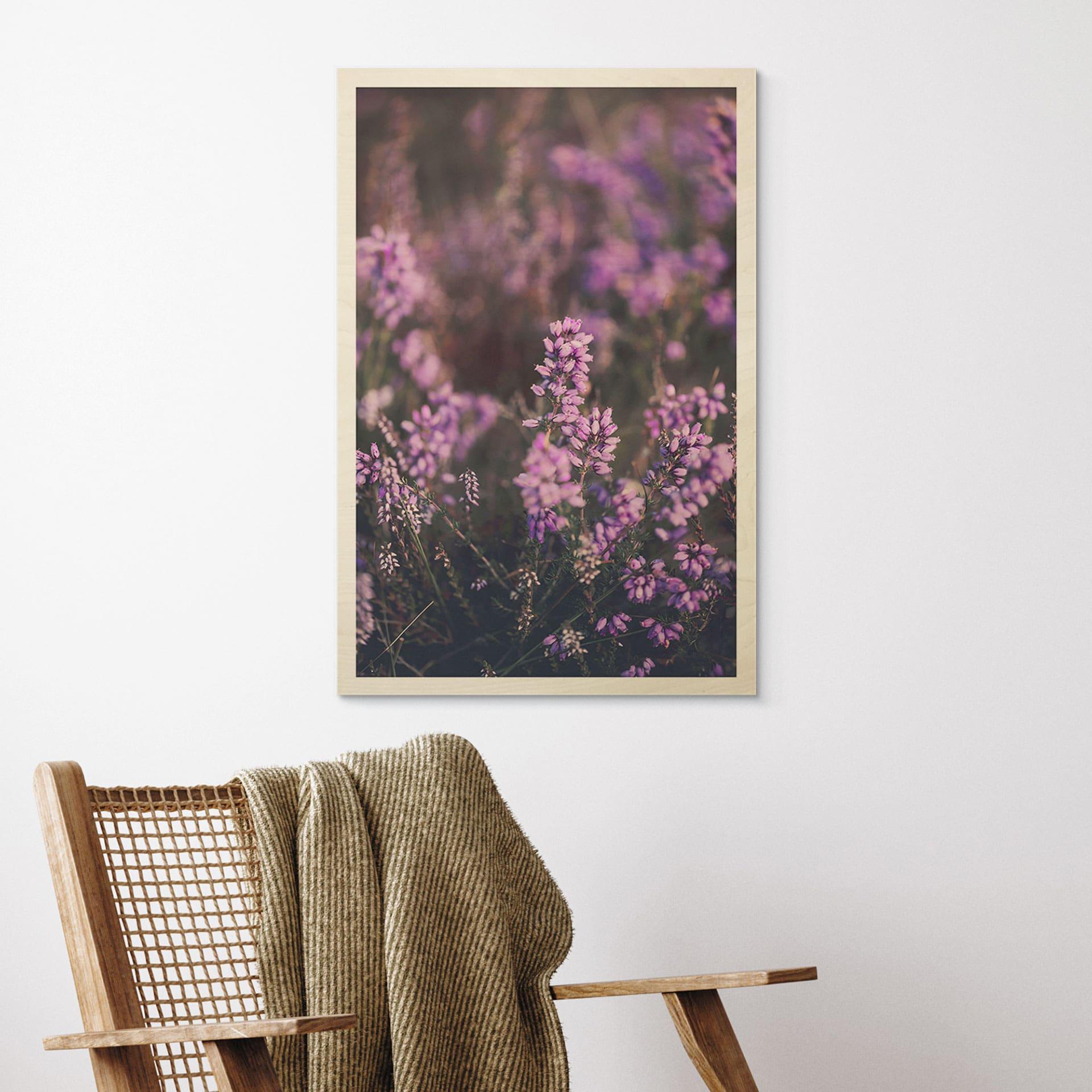 Billede af træ lilla lyngblomst i varmt lys - Annie