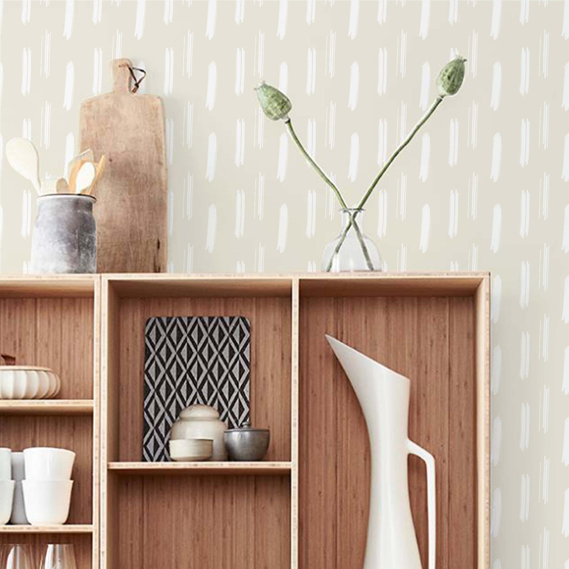 Patroonbehang – Penseelstreken beige