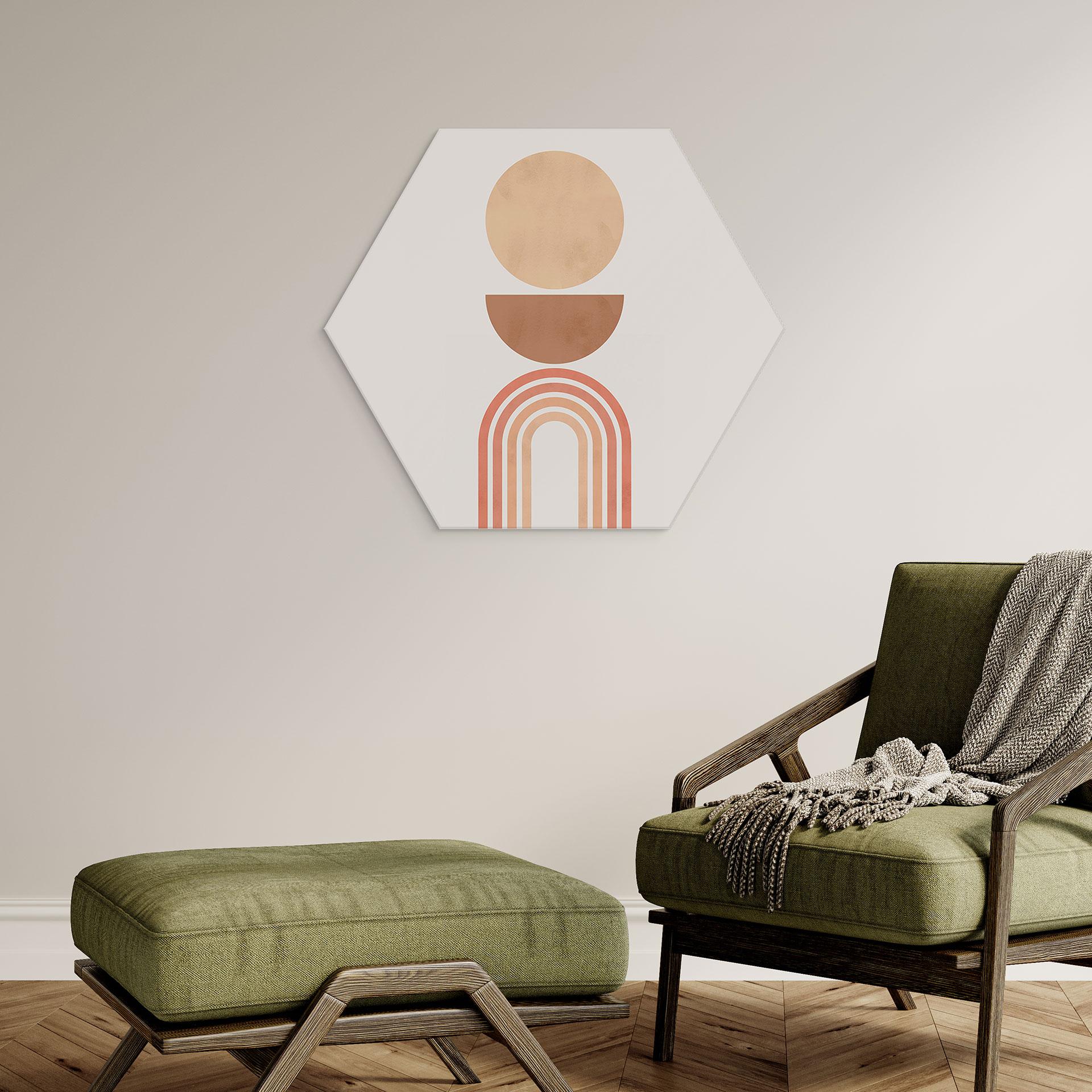 Hexagon Dibond Abstrakt balance - Retro buer og cirkler - Costa