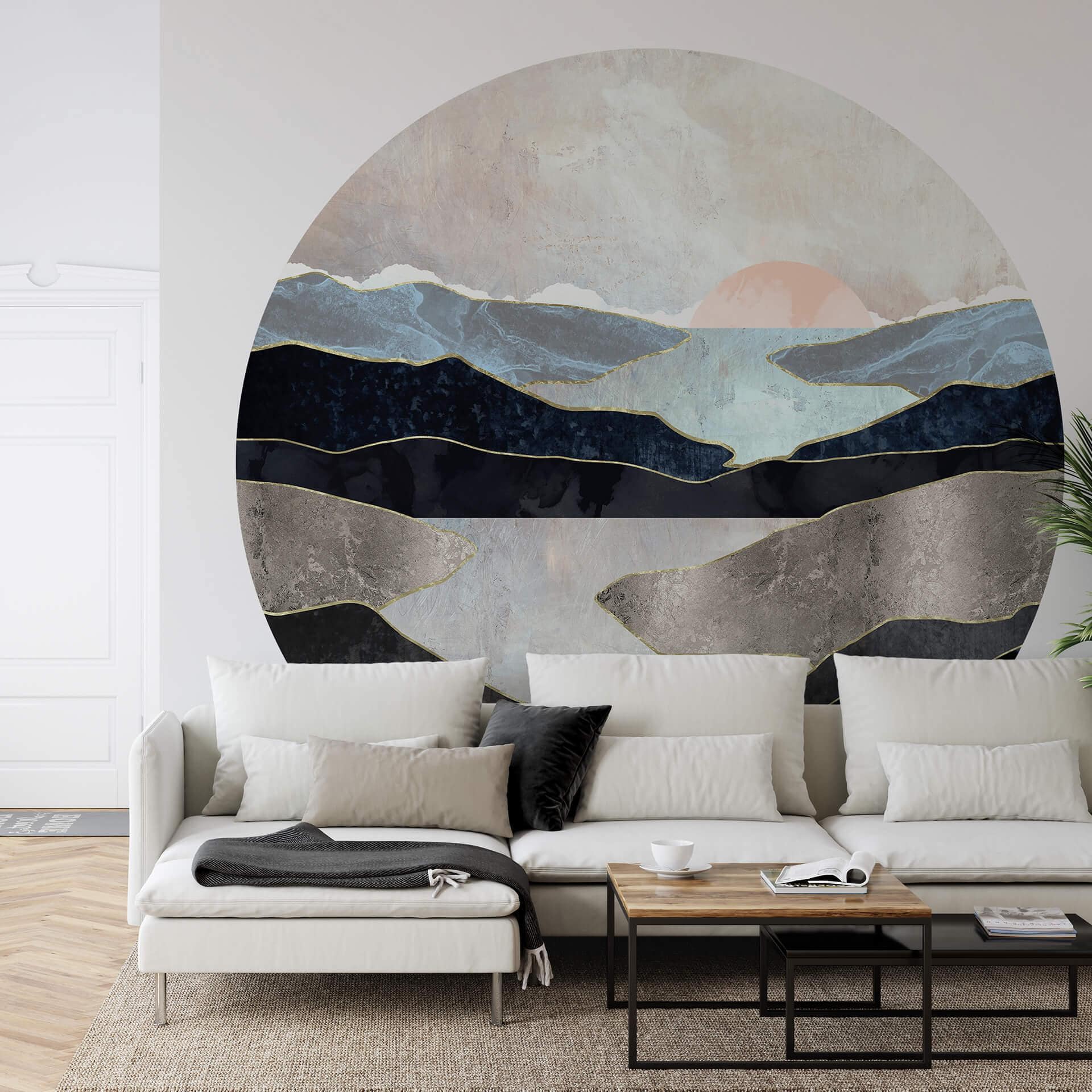 Fototapet - Rundt SpaceFrog Designs - Mountain Lake - vliesetapet/selvklæbende non-woven tapet
