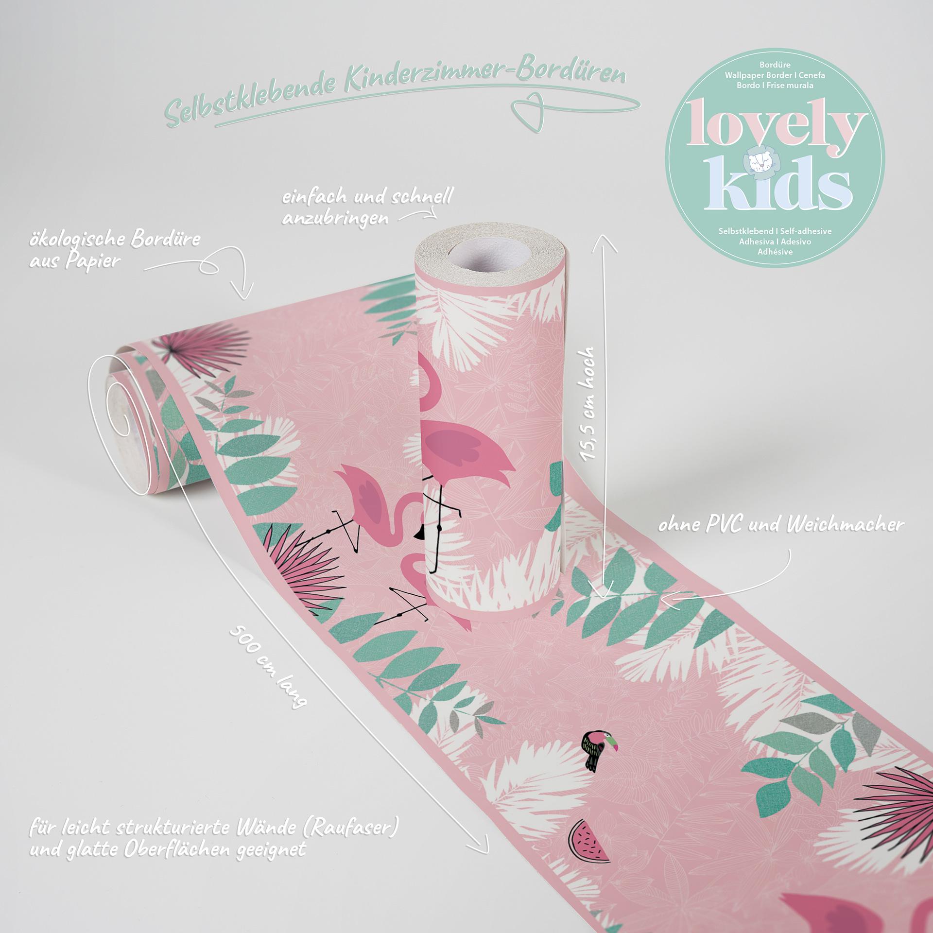 A.S. Création Lovely Kids Frise autocollante enfant - Rosé, Vert