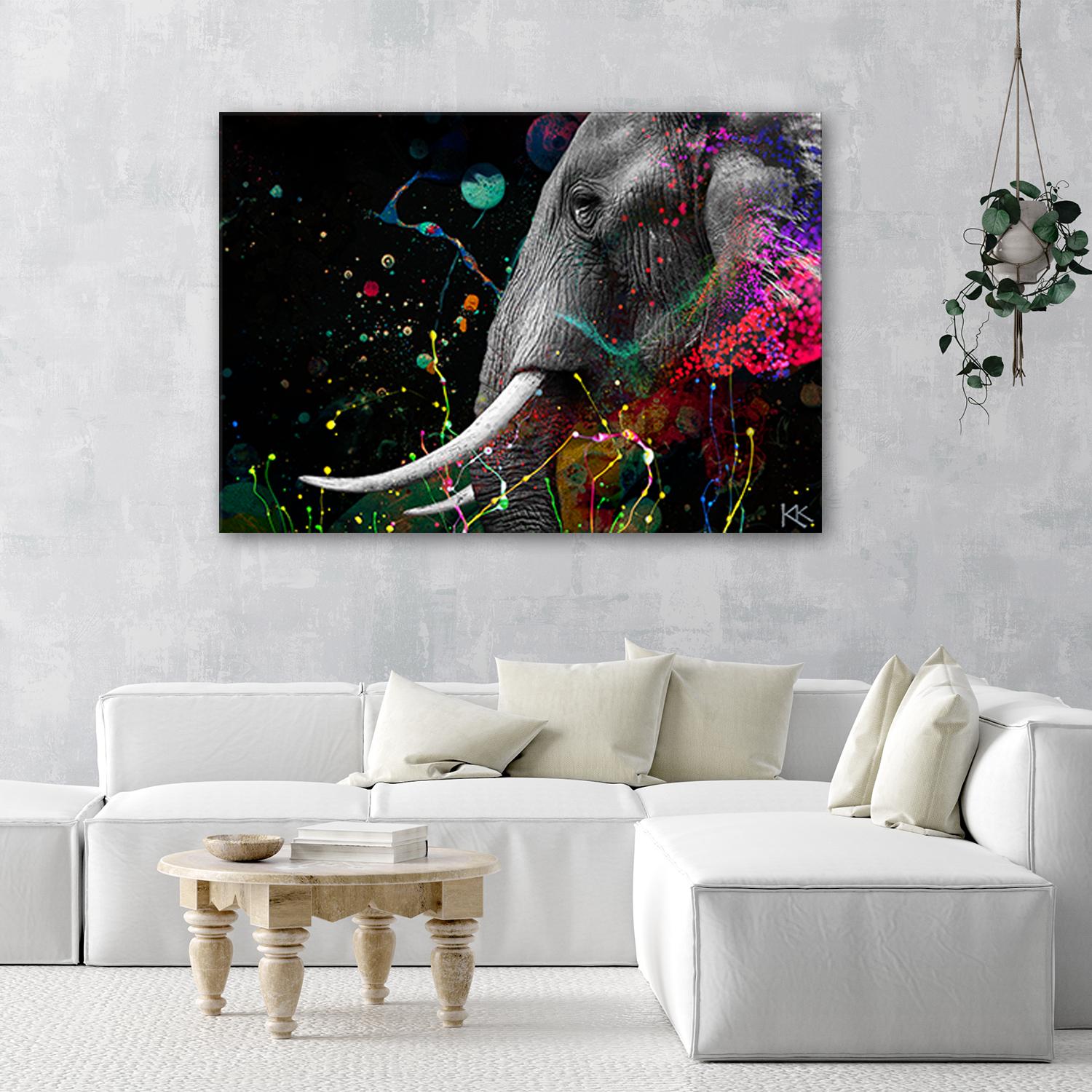 Canvasbillede, afrikansk elefant abstrakt