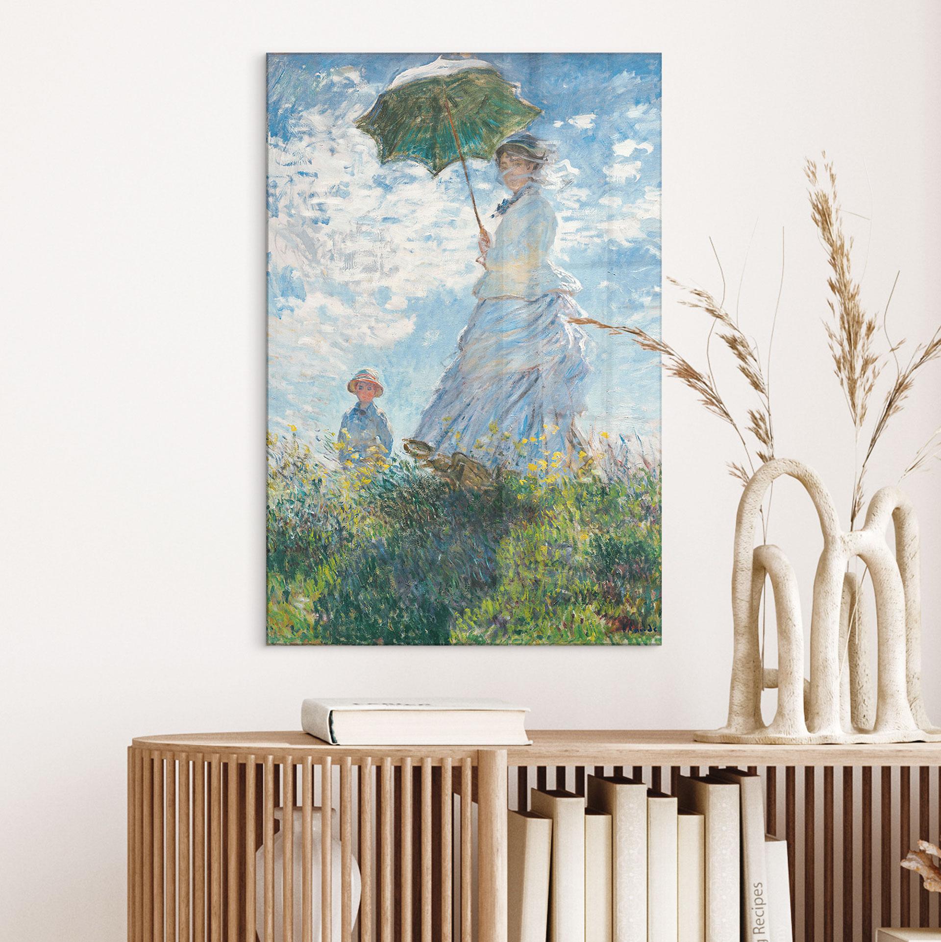 Akrylbillede Monet - Kvinde med parasol - Madame Monet og hendes søn