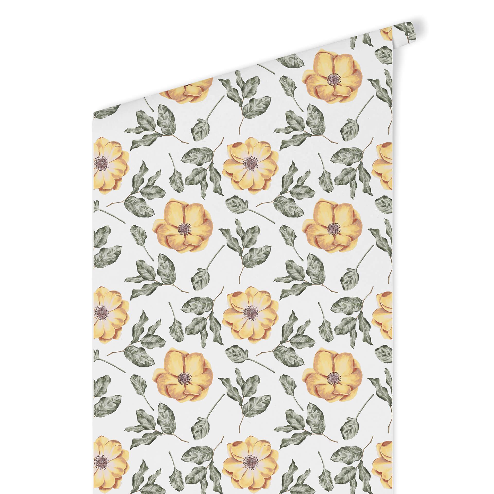 Patroonbehang – Aquarel Bloemen 05 – geel