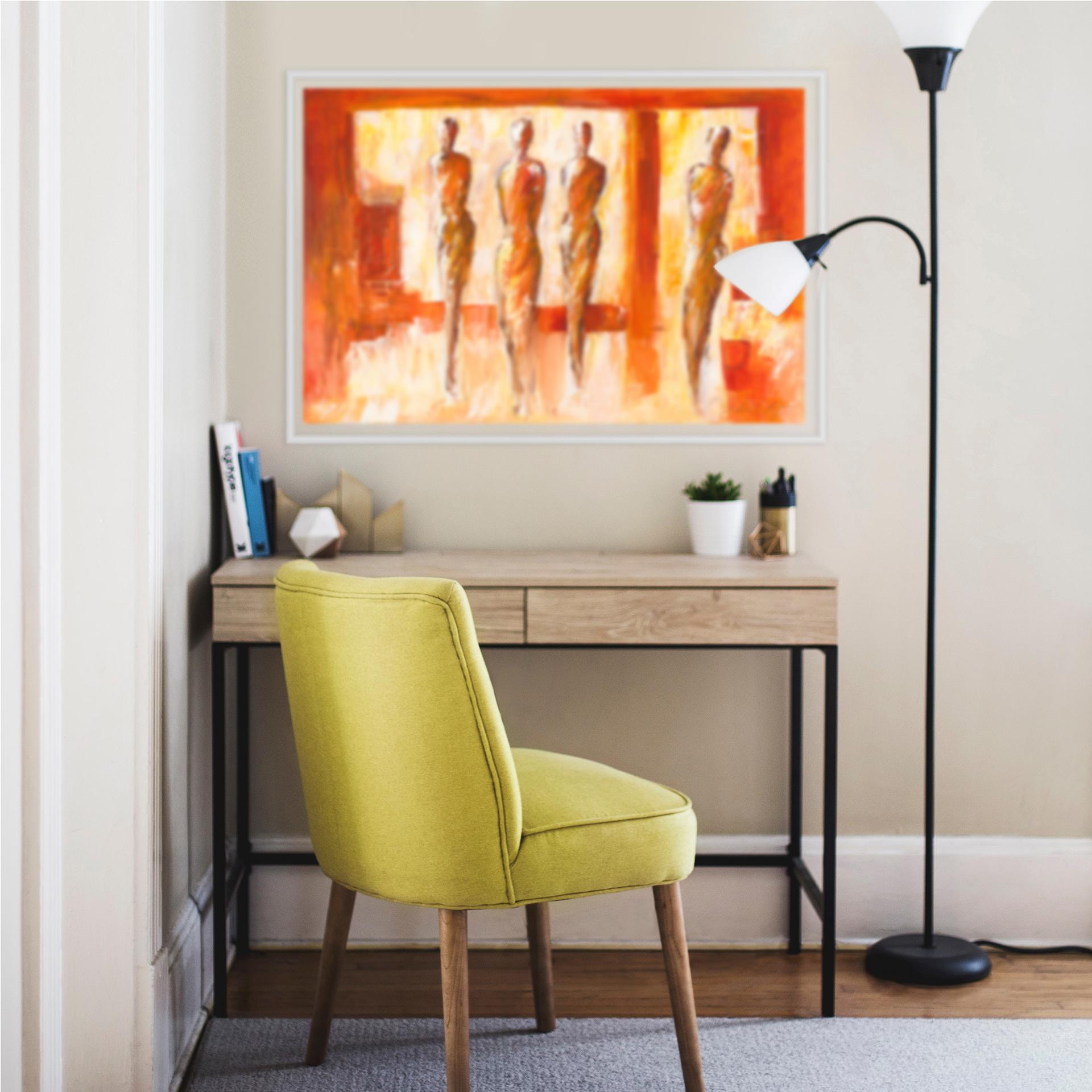 Zelfklevende Poster - Schüßler - Vier Figuren in Oranje