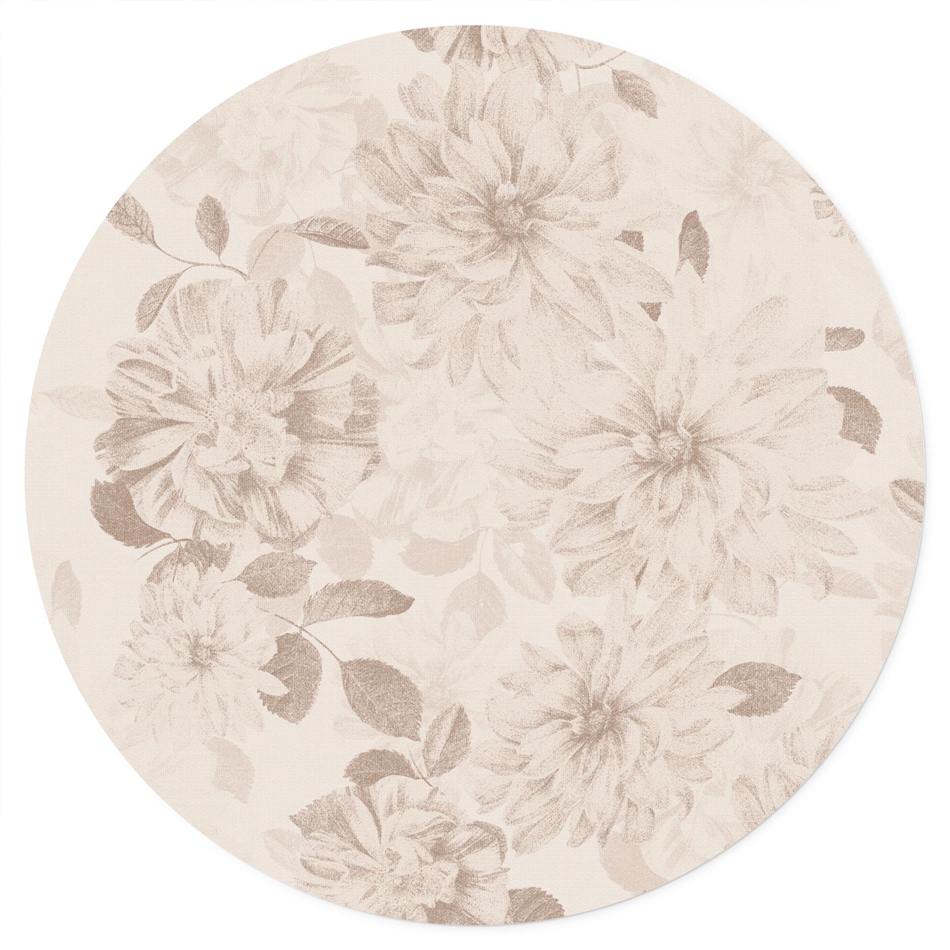 Muursticker Dahlia's Shabby Chic Beige - Bloemdecor - Rond