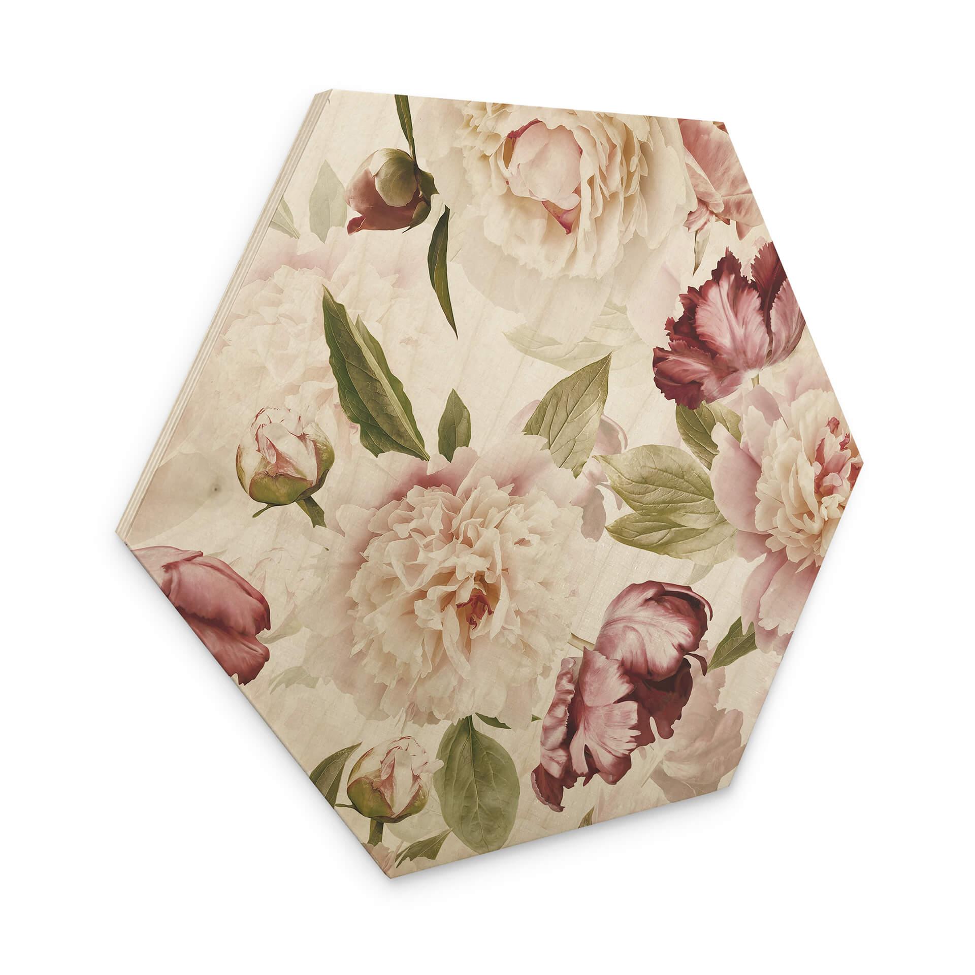 Hexagone - Bois UN Designs - Fleurs vintages