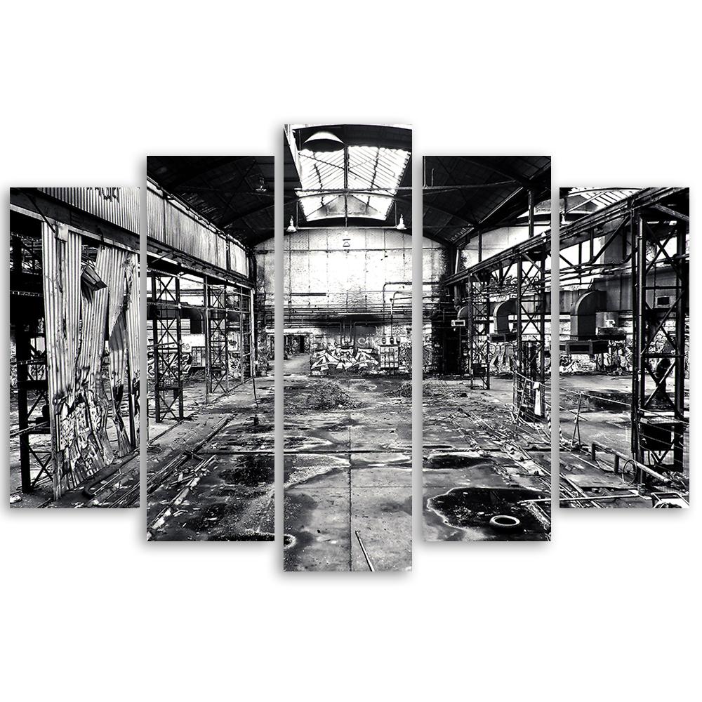 5-delige canvasprint New York zwart-wit