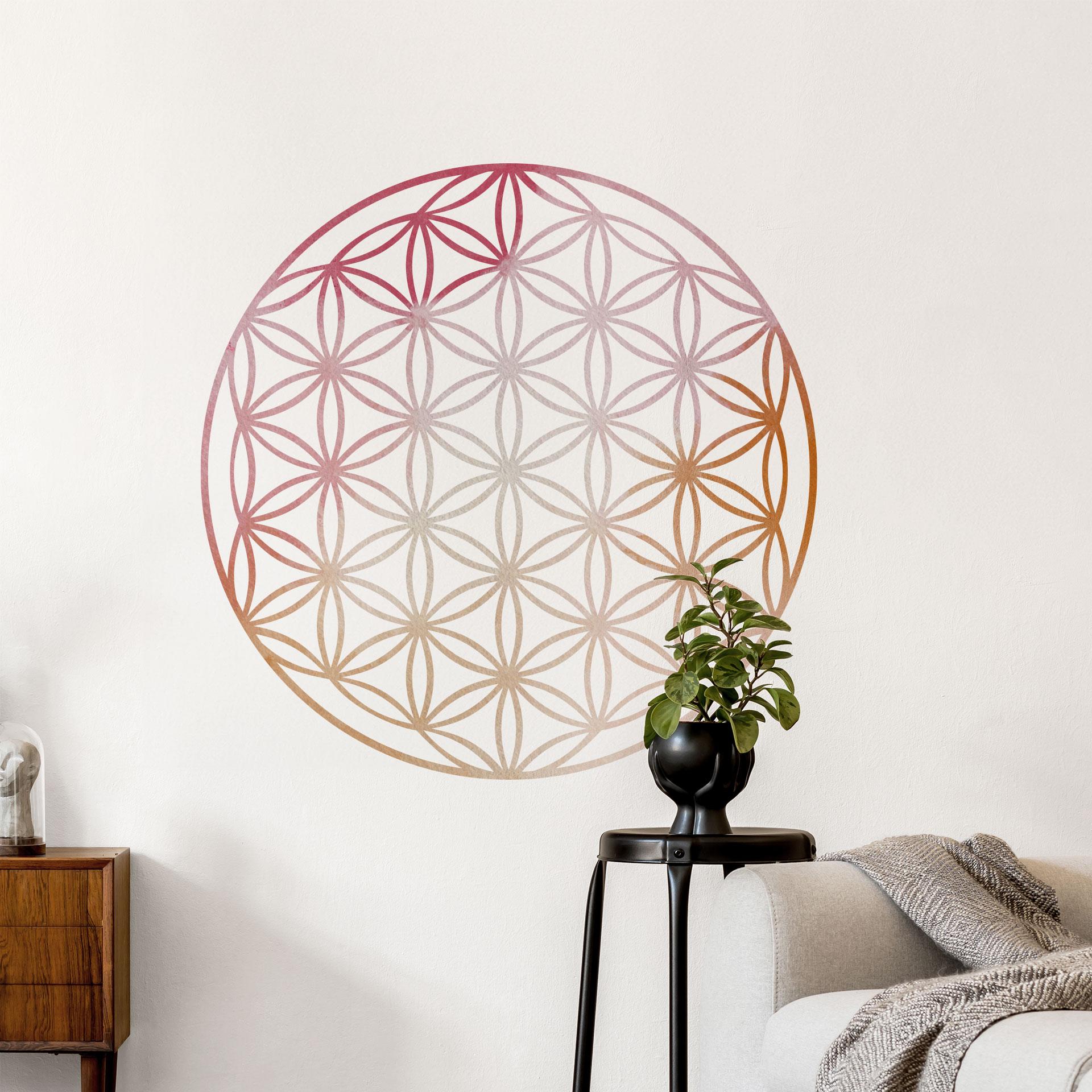 Sticker mural Fleur d'aquarelle rose orangé