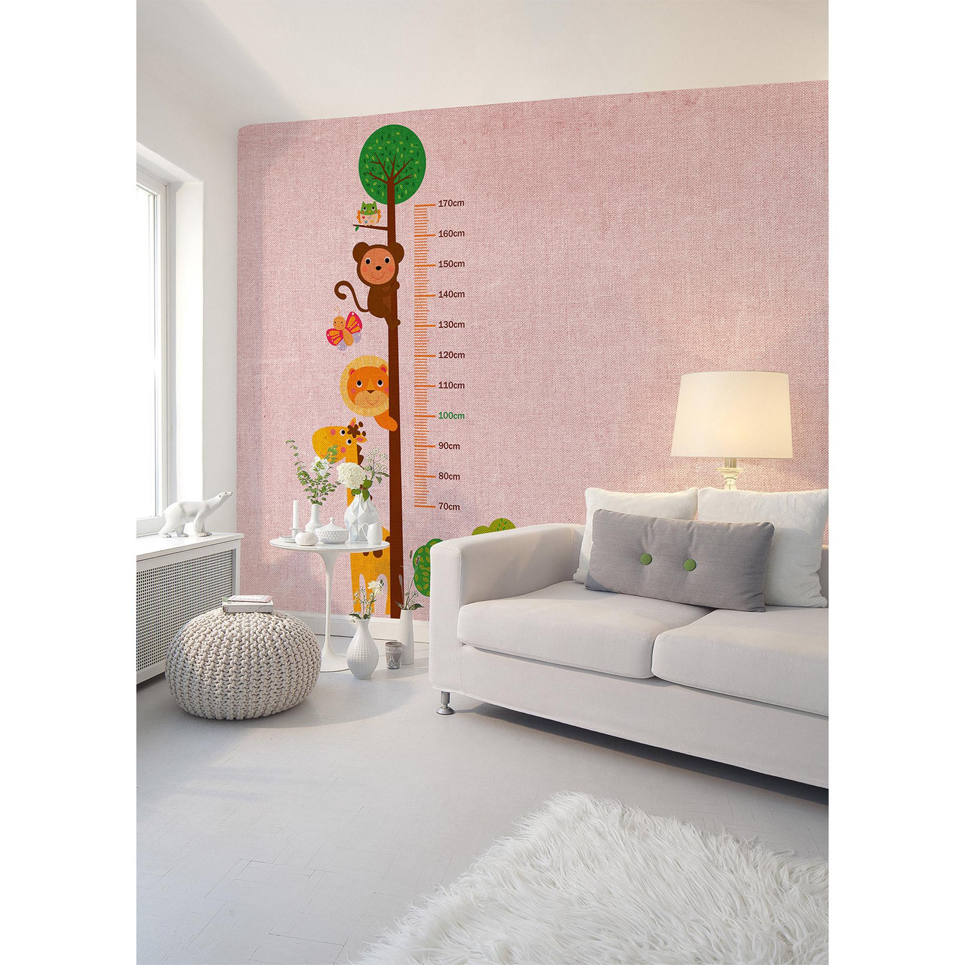 Vægmaleri Designwalls i lyserød og brun non-woven tapet Kids Grow Stick Lion Butterfly