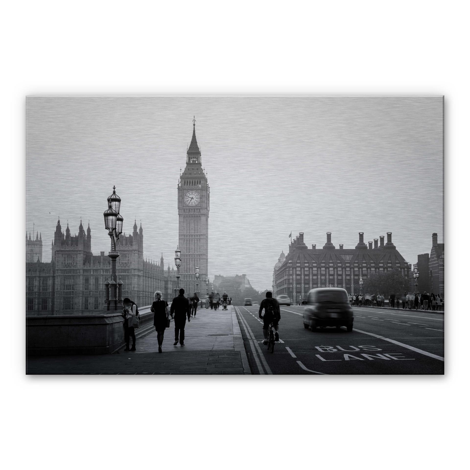 Alu-dibond zilver - Big Ben in Londen