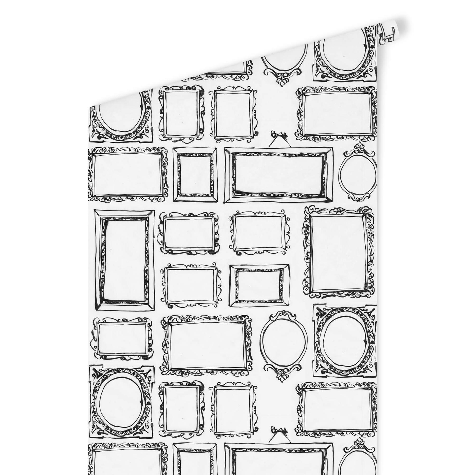 Patroonbehang - Frame your Life - zwartwit