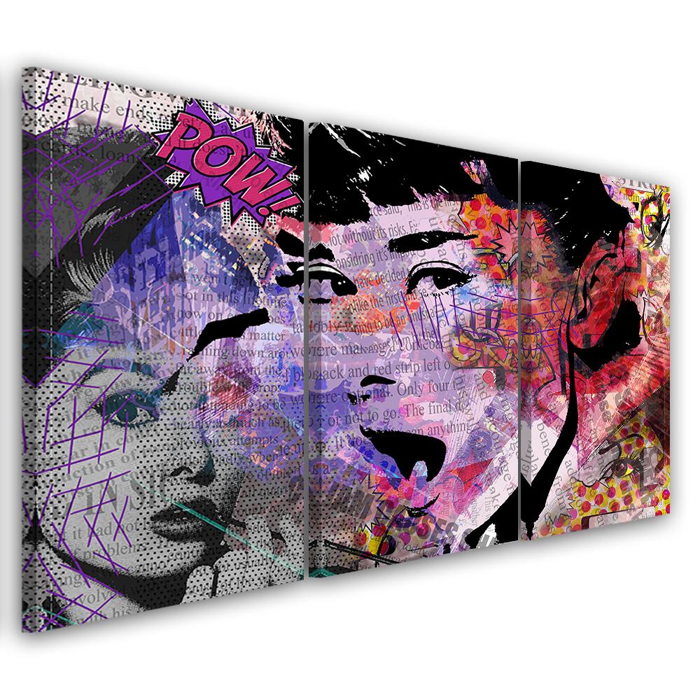 3 stykke lærredstryk, Audrey Hepburn