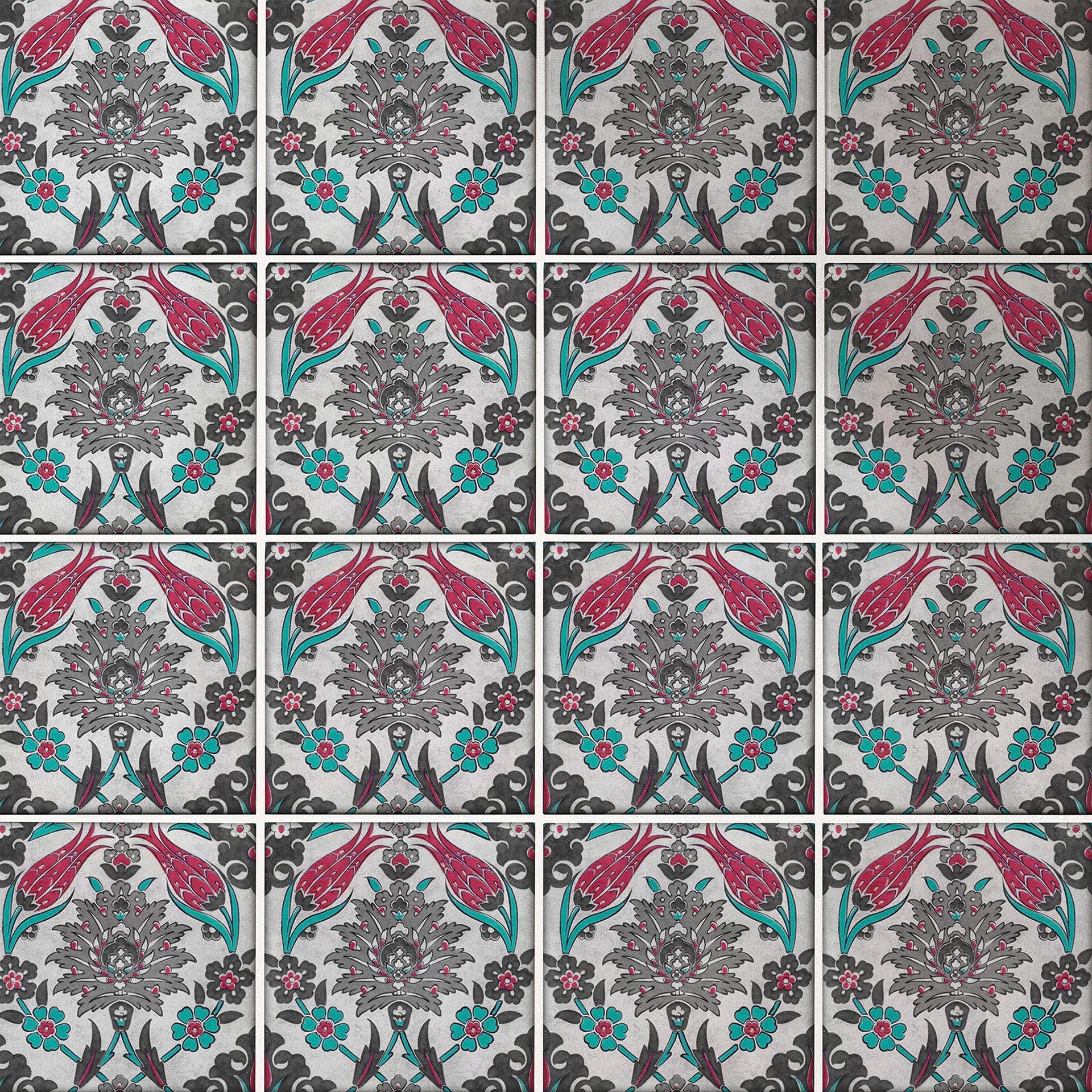 Azulejos Adhesivos Guirnalda de flores orientales - lote de 12
