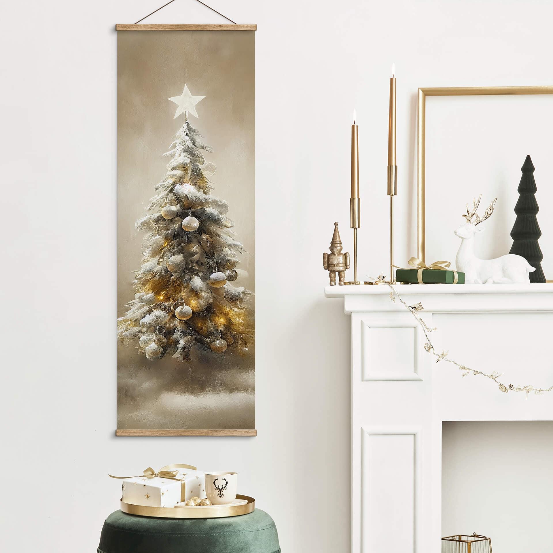Tekstil plakat Treechild - Golden Christmas Tree