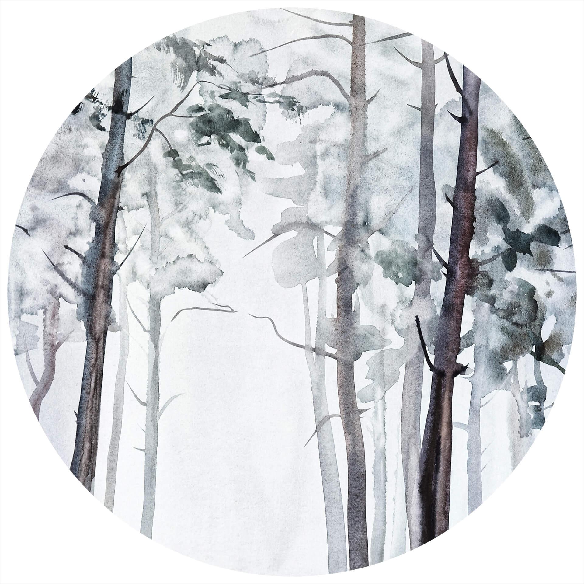 Behangcirkel - Watercolour Forest - vliesbehang/zelfklevend vliesbehang