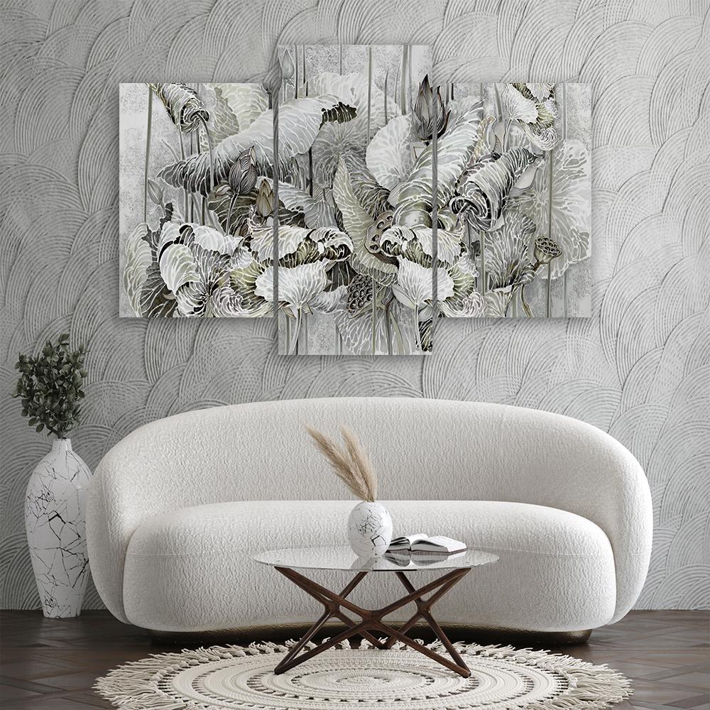 3 stykke lærredstryk, Saint Lotus-blomster
