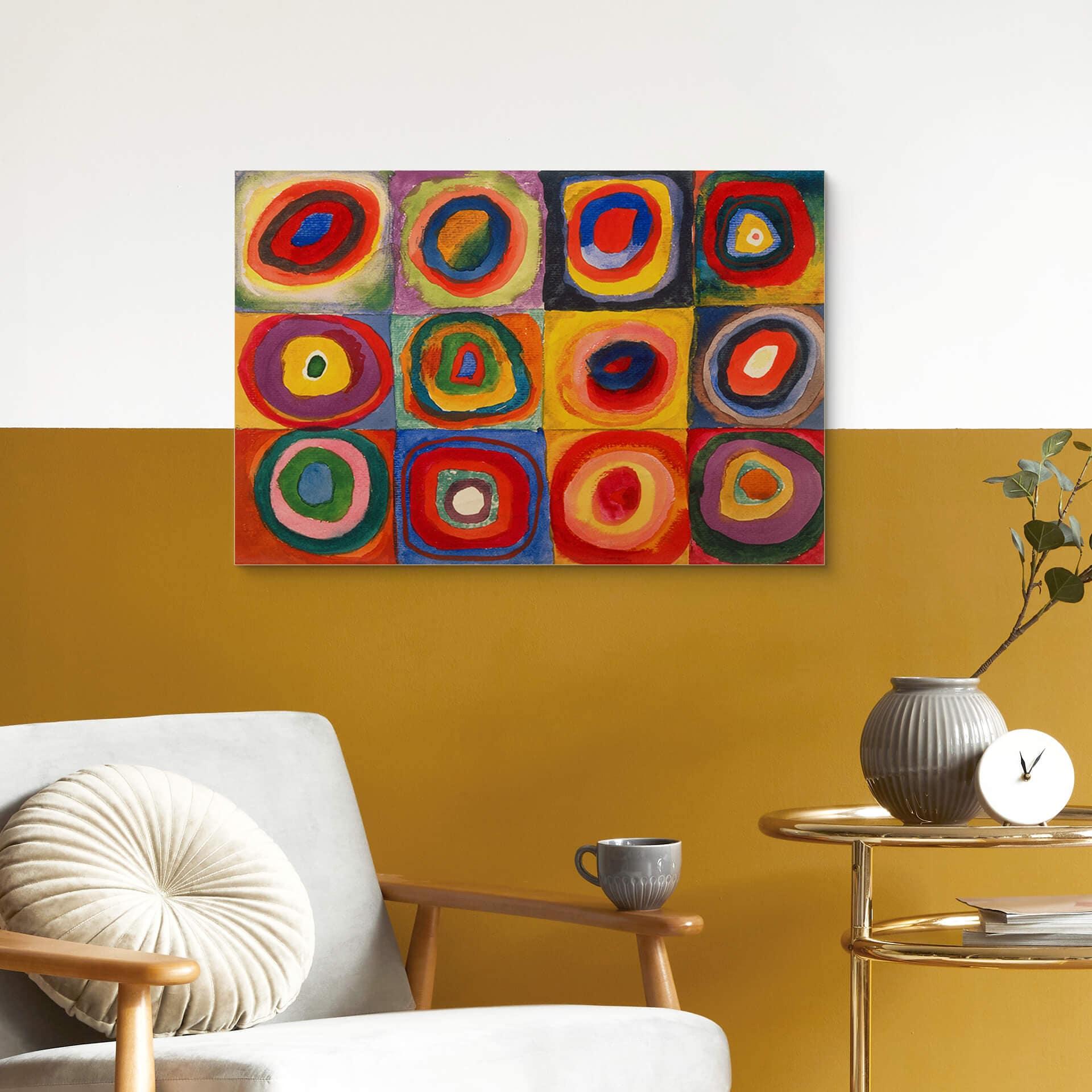 Cuadro de madera Kandinsky - Estudio de color cuadrados y anillos concéntricos