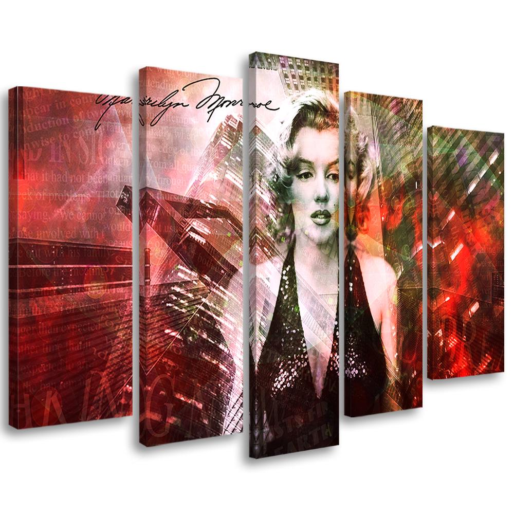 Lærredstryk 5 styk, Marilyn Monroe