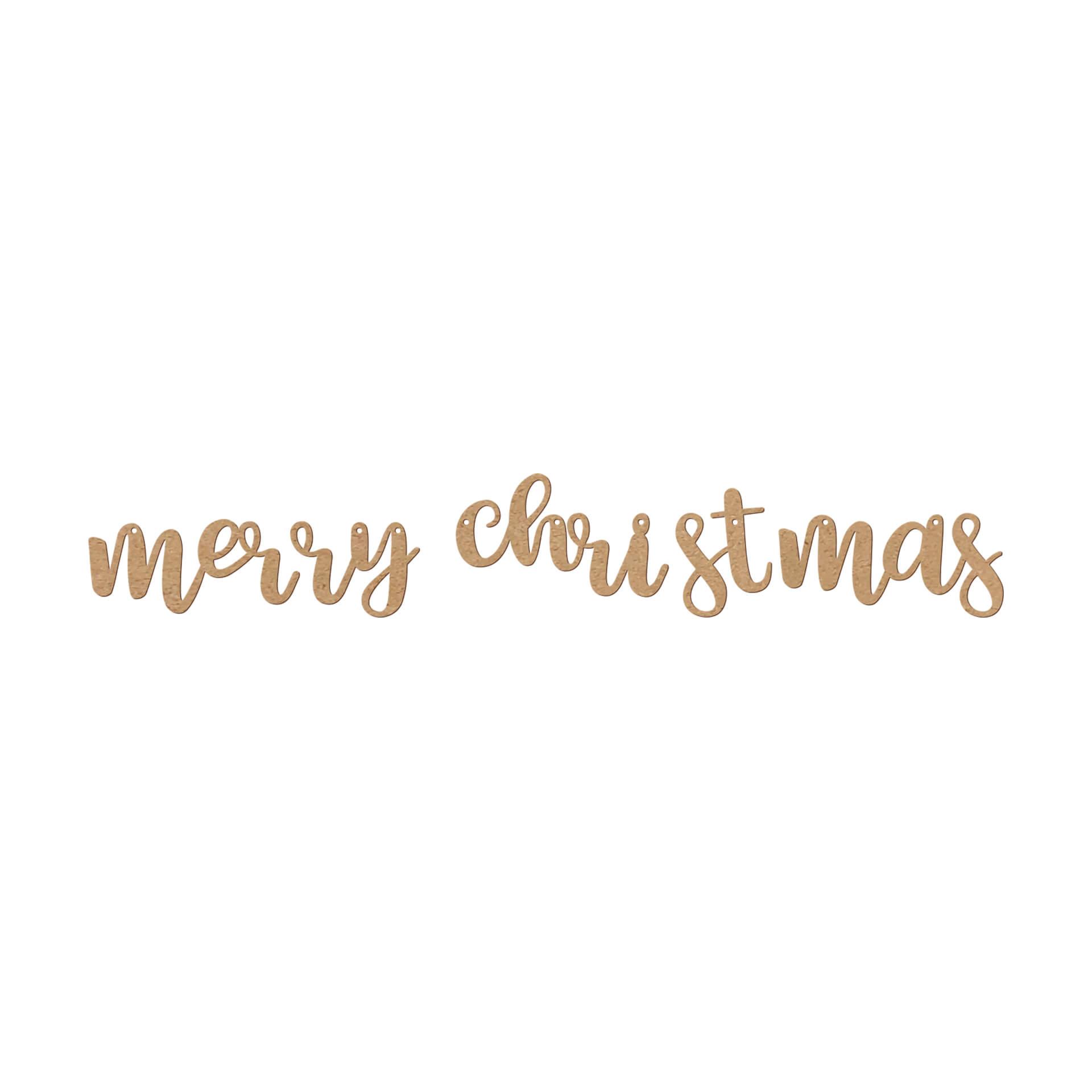 MDF Decoratie Naturel Kerst - Merry Christmas