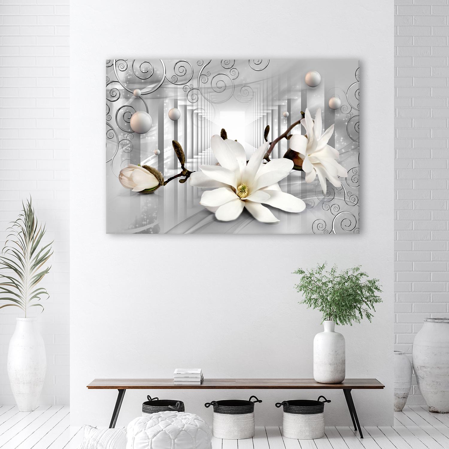 Canvasbillede, Blomster i en tunnel 3D kugler