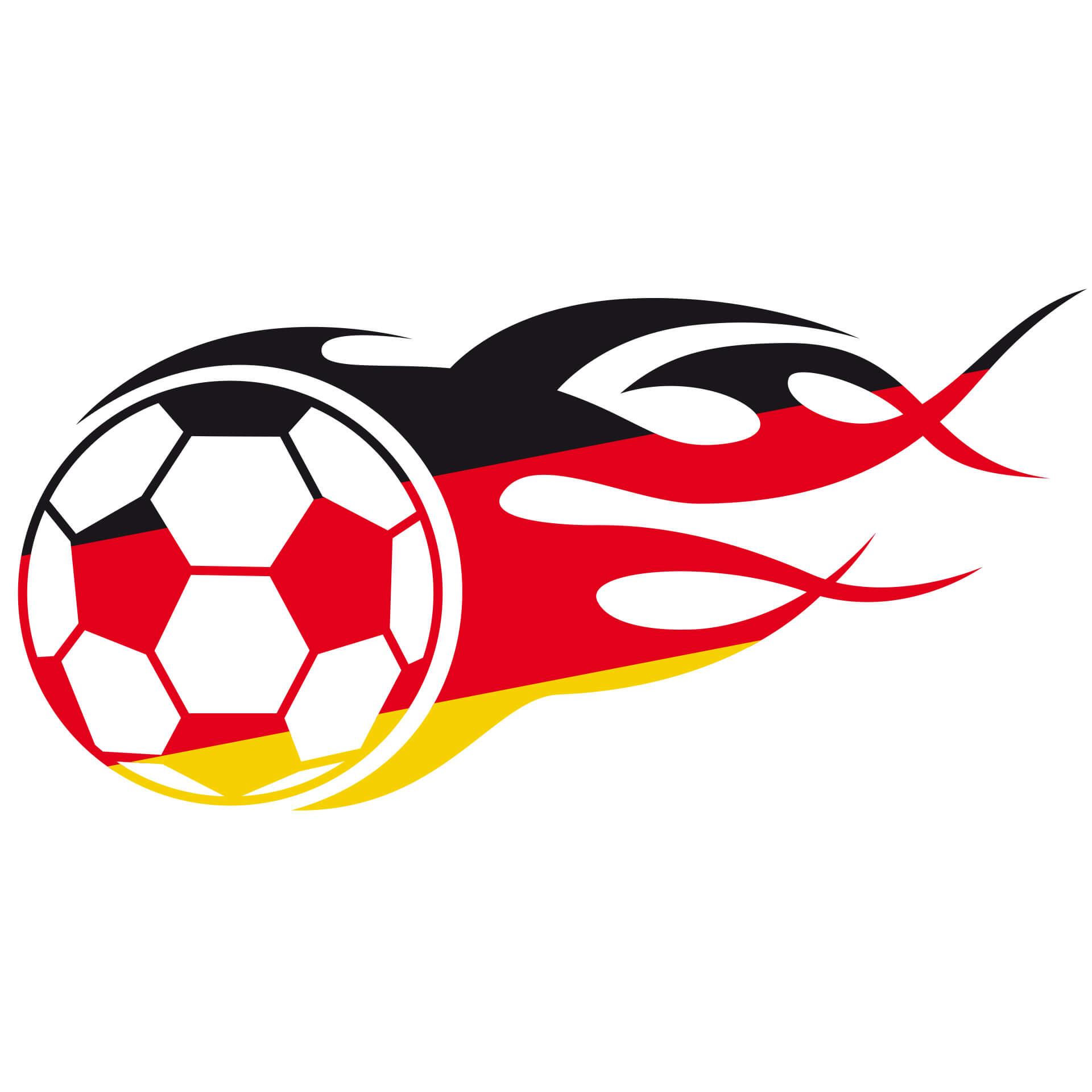 Wandtattoo Fußball mit Flammenschweif schwarz rot gold