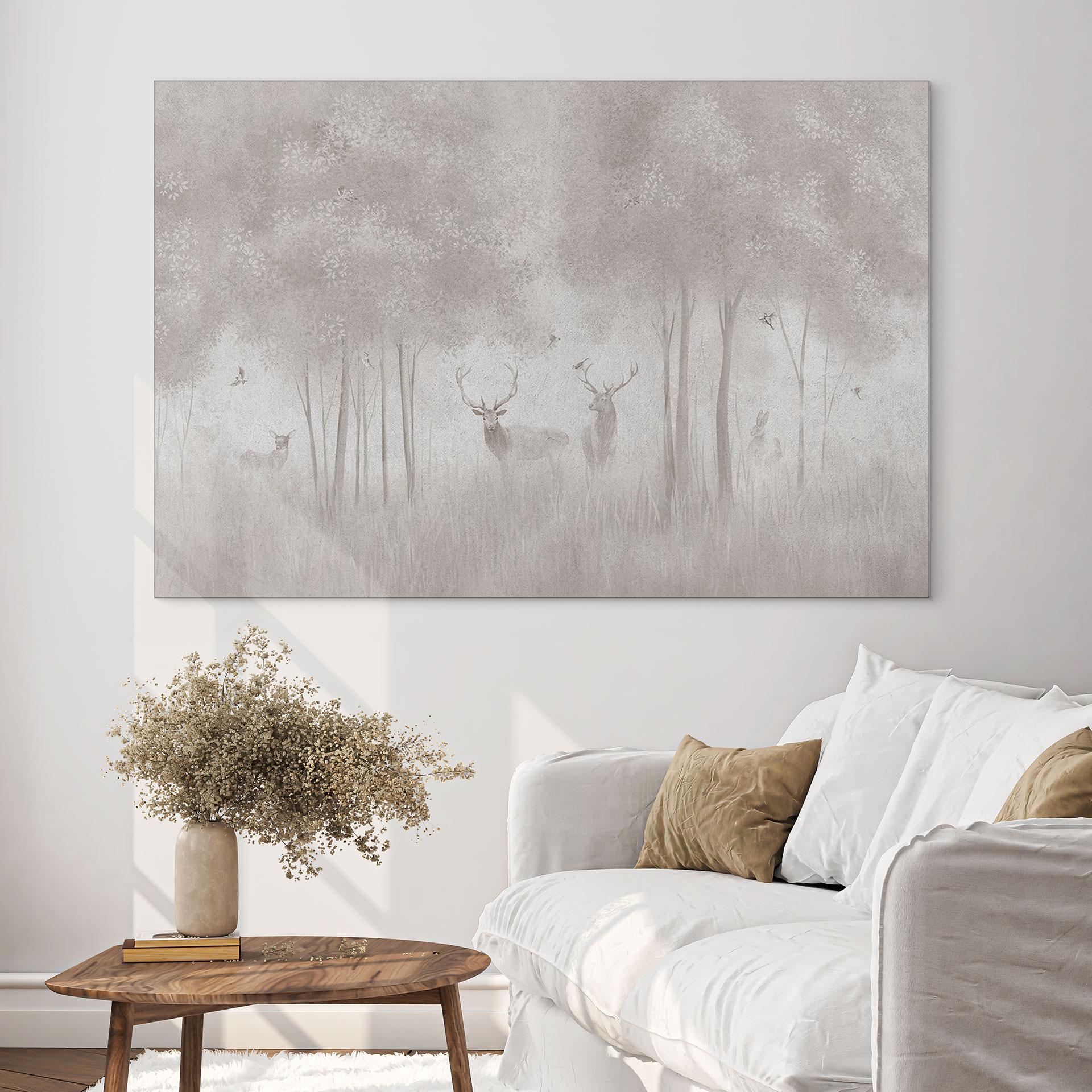 Wandbild Hirsche im Nebelwald - Ms Tiff - Alu-Dibond