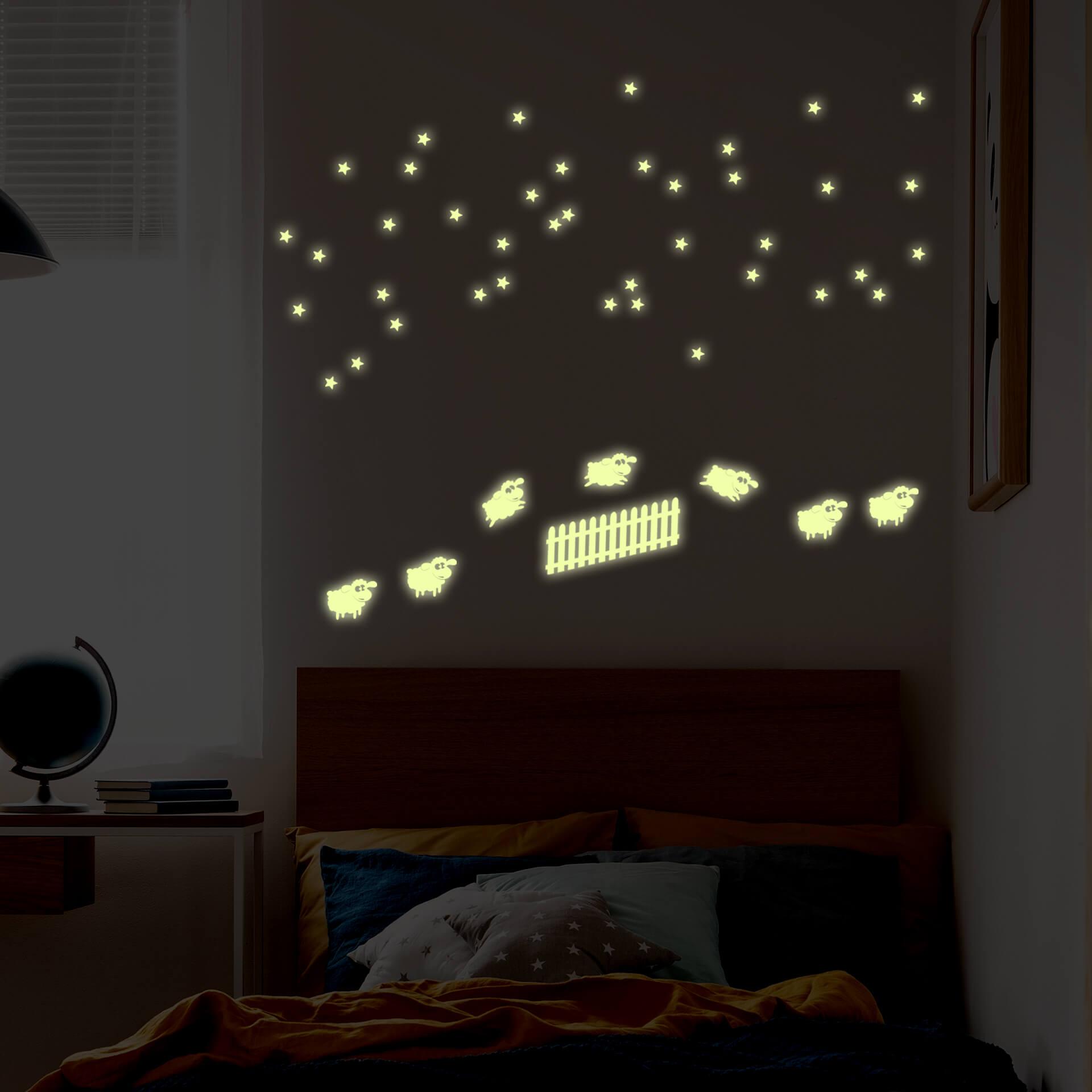 Wallsticker - Selvlysende stickers Tæller får