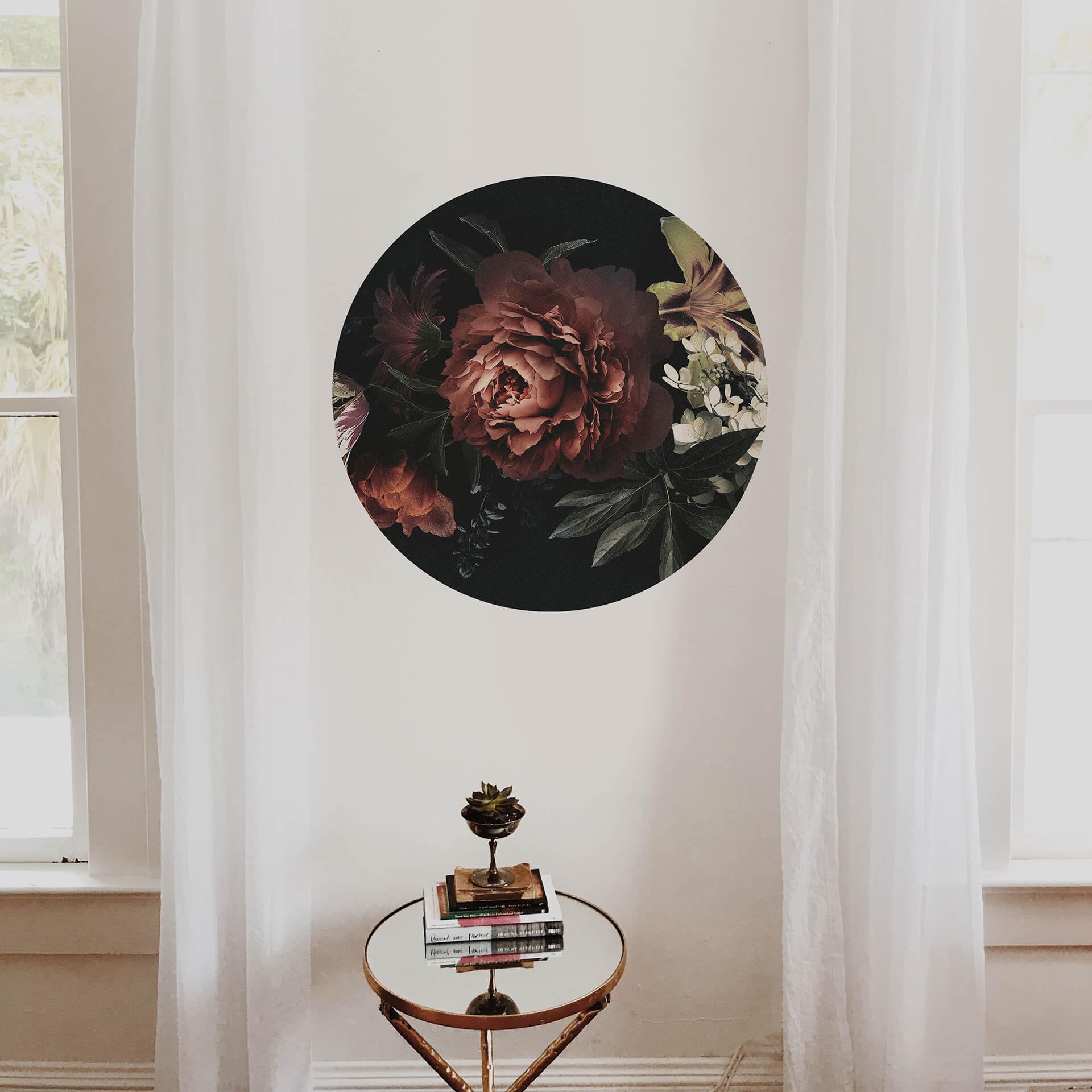 Muursticker Rond - Boeket Bloemen
