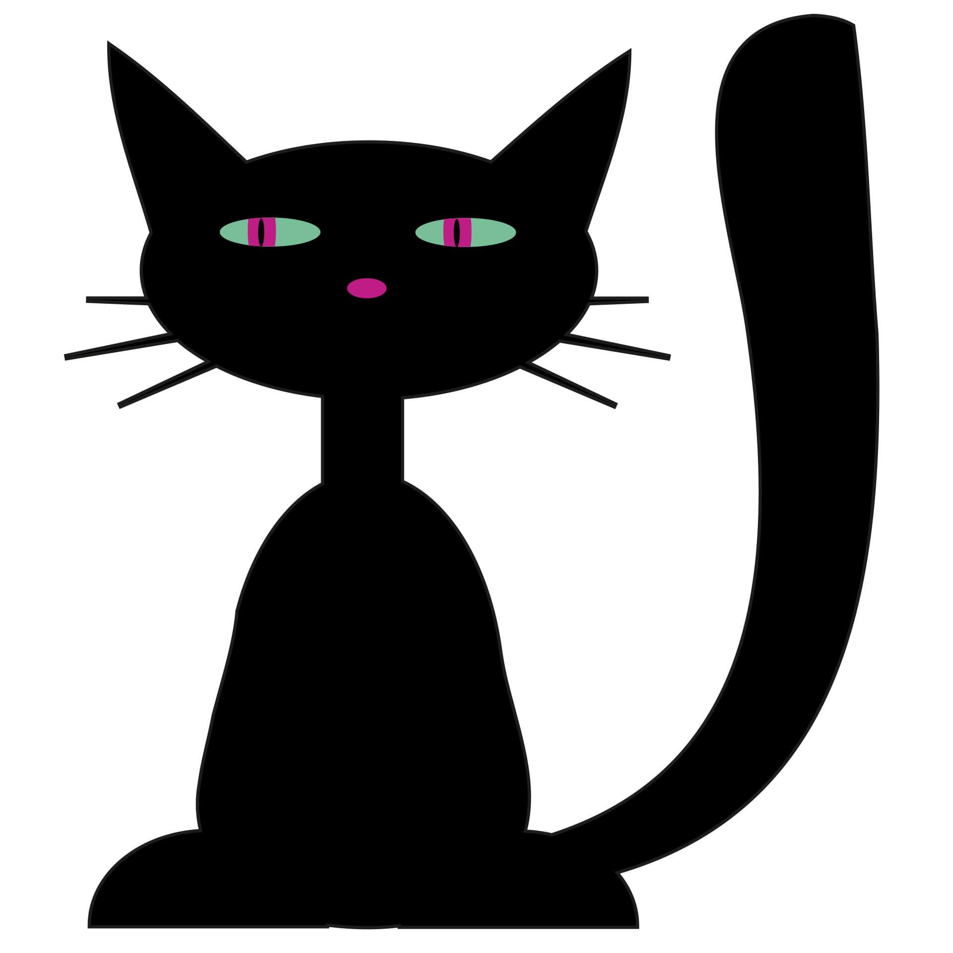 Muursticker Zittende Zwarte Kat
